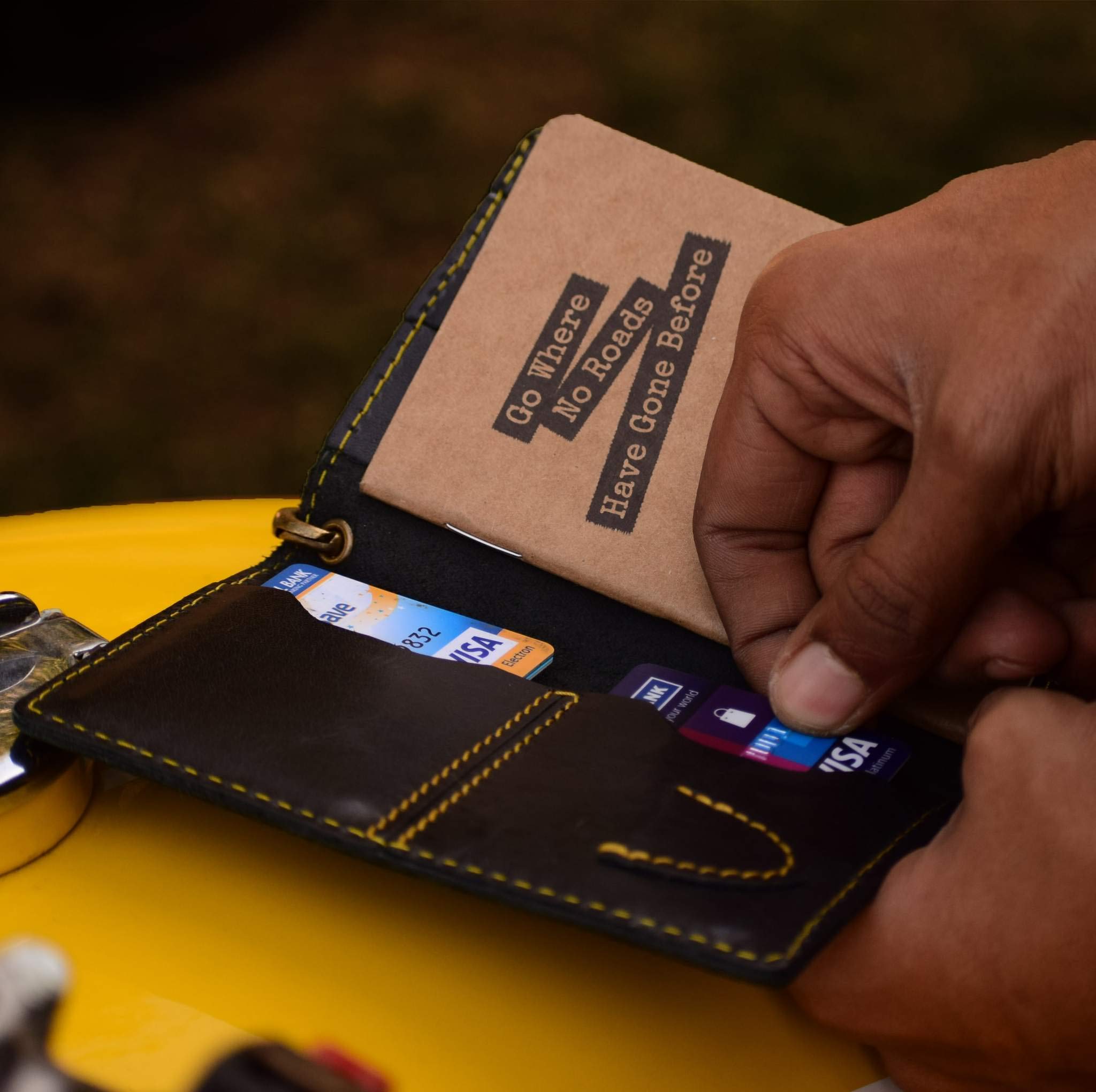 Trip Machine Company Explorer Moto Wallet (Classic Black) - Genuine Leather Biker Wallet for Men - Perfect for Motorcycle Riders, Travel & Everyday Use