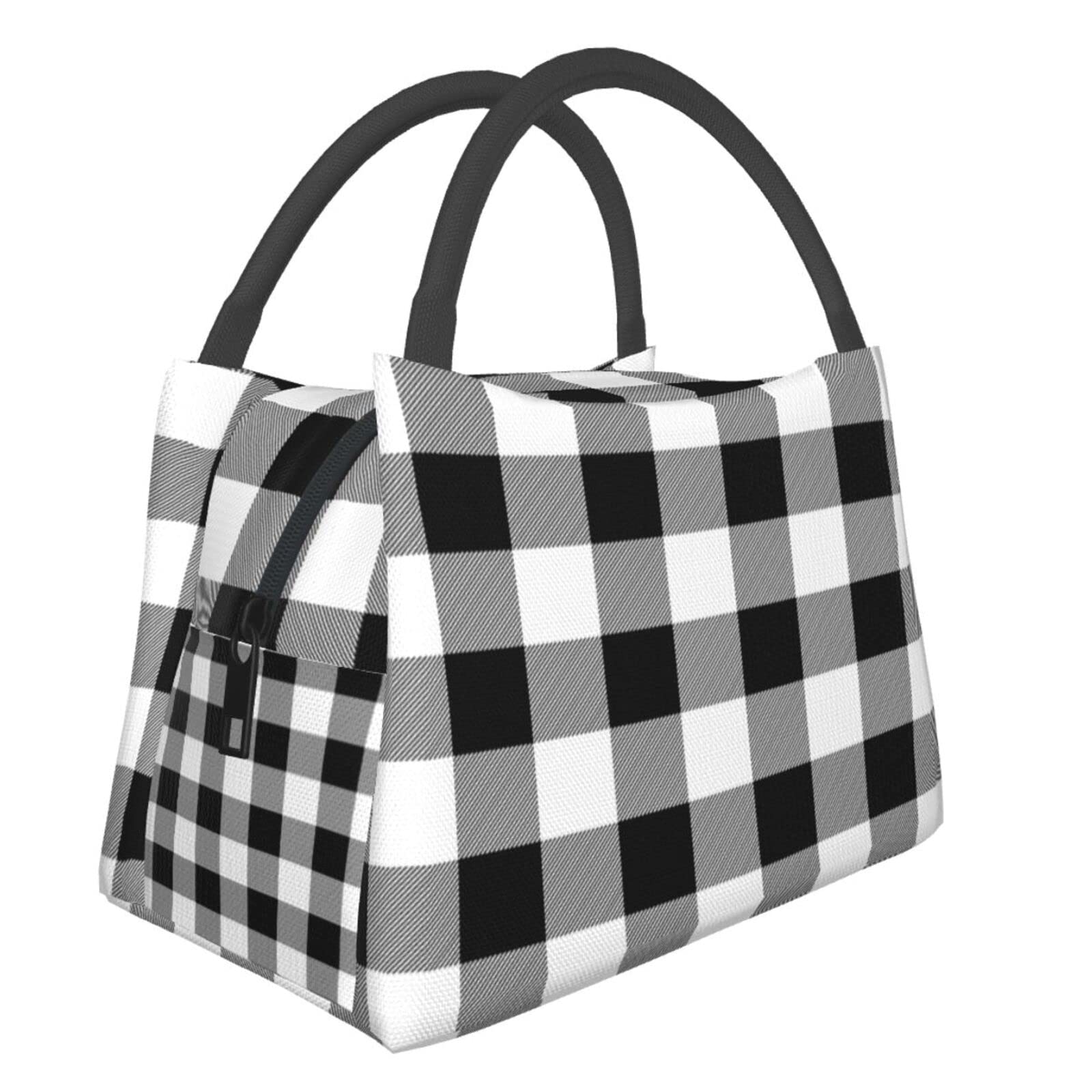 Red Black White Plaid Reusable Insulated Lunch Bag for Women & Teens - Portable Hot Food Warmer for Work, School & Travel - BPA-Free Lunch Box Container for Fresh Meals On The Go