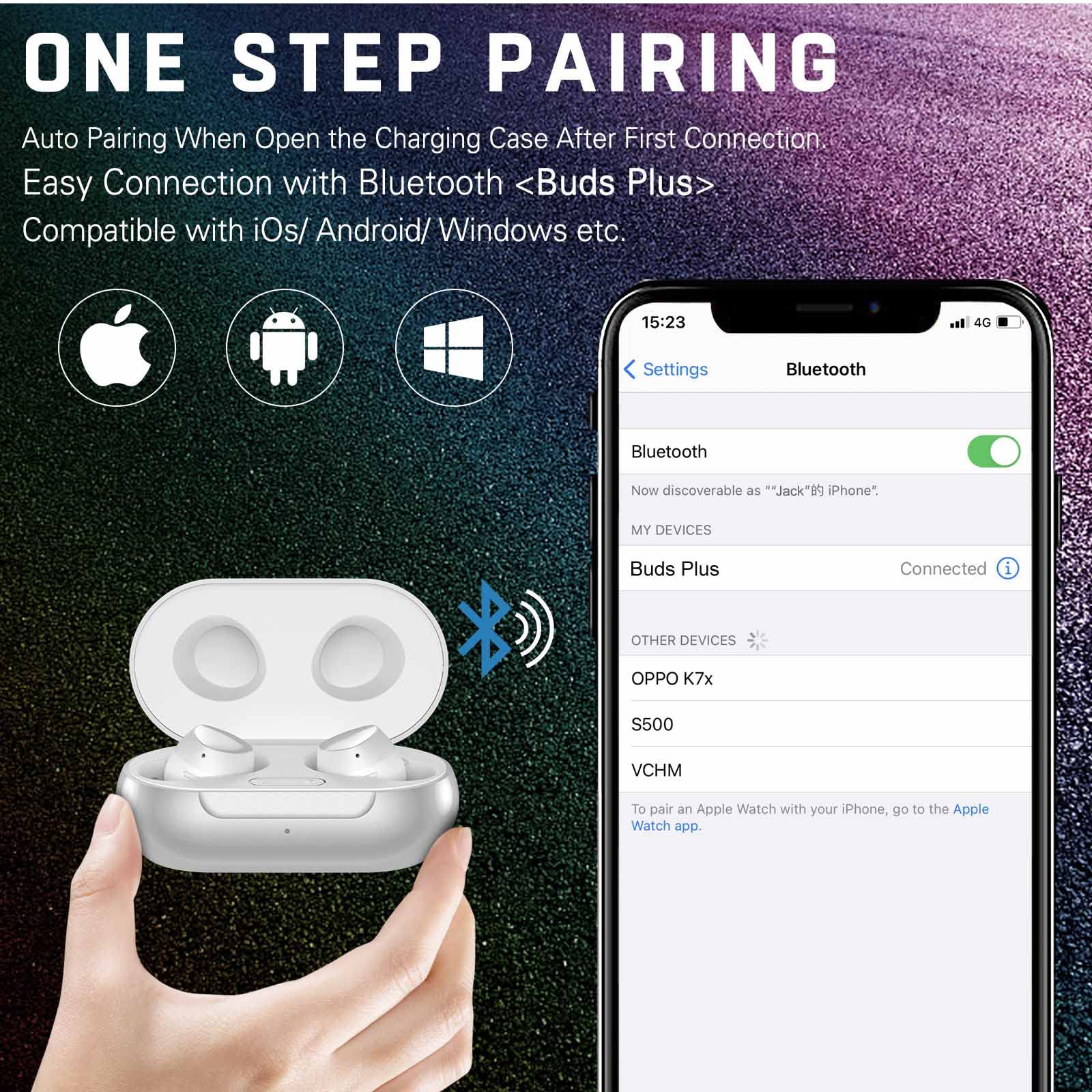 UrbanX Street Buds Plus True Wireless Earbuds for Tecno Camon 17P - Bluetooth 5.0 with Hands-Free Controls & Wireless Charging Case (White) - Perfect for Gym, Commuting & Outdoor Activities