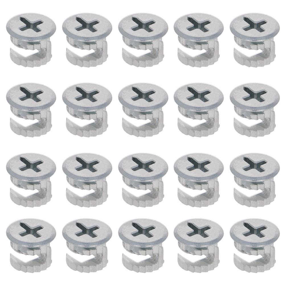 MroMax 12x10mm Silver Furniture Cam Lock Nut Connectors - 50pcs for Cabinet, Drawer, Dresser & Wardrobe Assembly | Secure Panel Connecting Fittings for DIY Home Furniture Projects