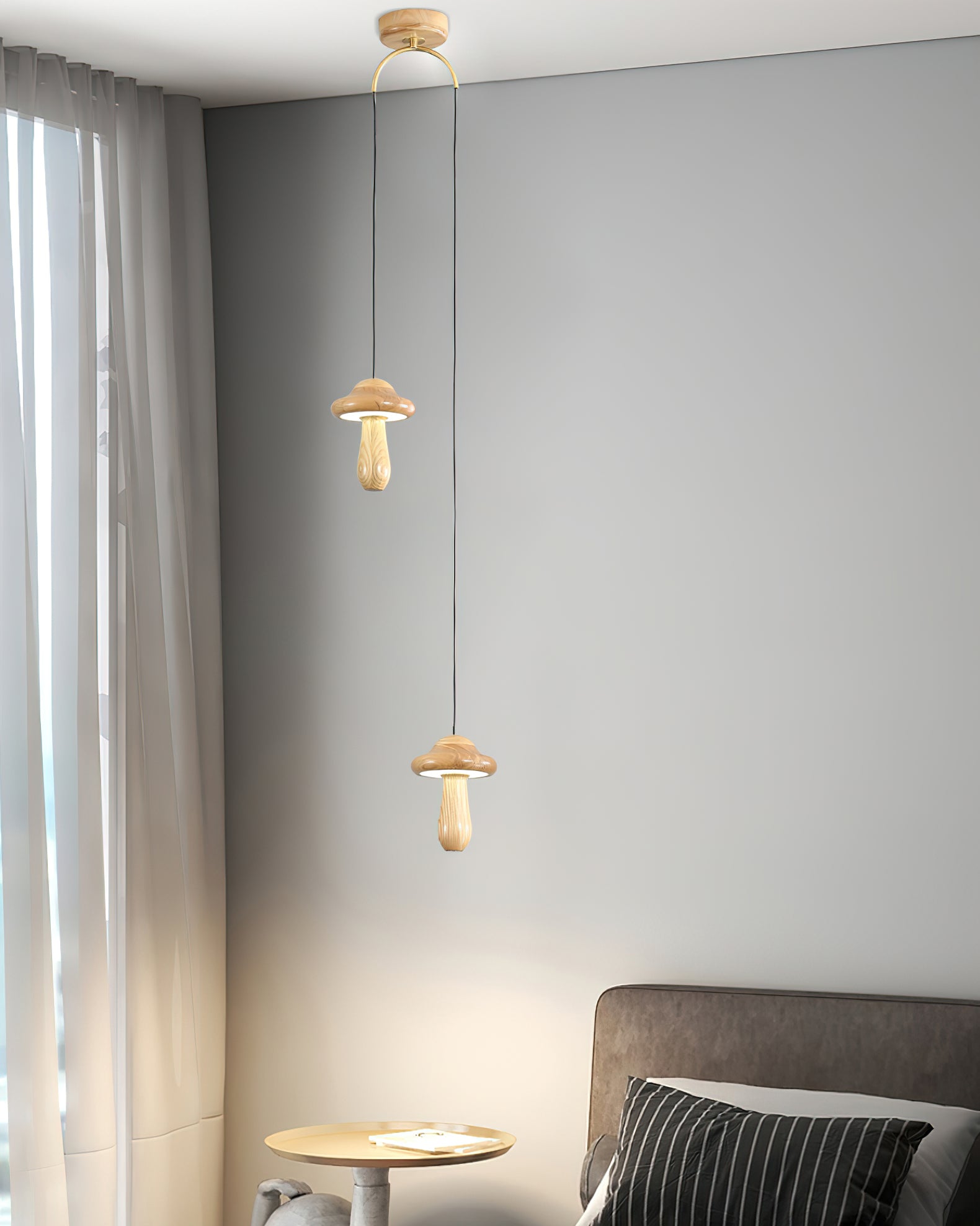 Stylish Small Mushroom Pendant Light - Modern Boho Ceiling Lamp for Bedroom, Living Room & Kitchen Decor - Perfect for Home, Cafe and Office Lighting