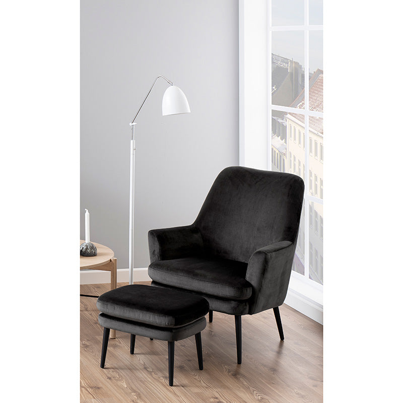 KENDRA Lounge Chair with Footstool - Grey Brown Modern Accent Chair for Living Room, Bedroom & Office - Comfortable Reading Chair with Ottoman for Relaxation