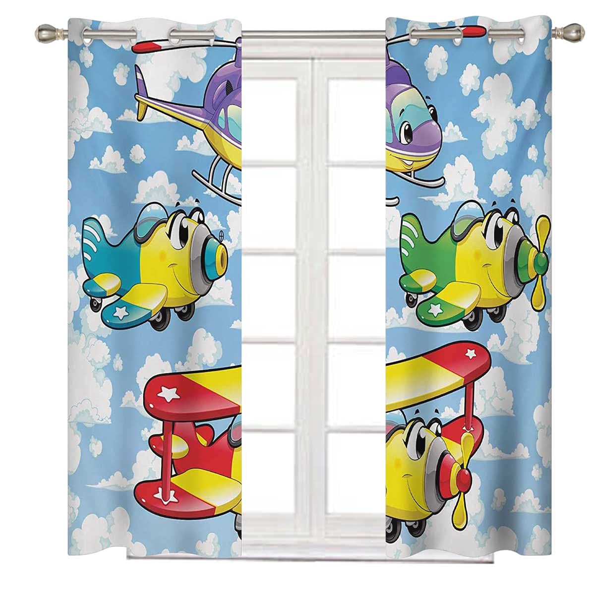 Annery Cartoon Thermal Insulated Grommet Window Curtains - 72 x 72 Inches, Multicolor - Blackout Bedroom & Living Room Curtains for Kids Room, Nursery, Dorm - Perfect for Privacy, Light Blocking & Energy Saving