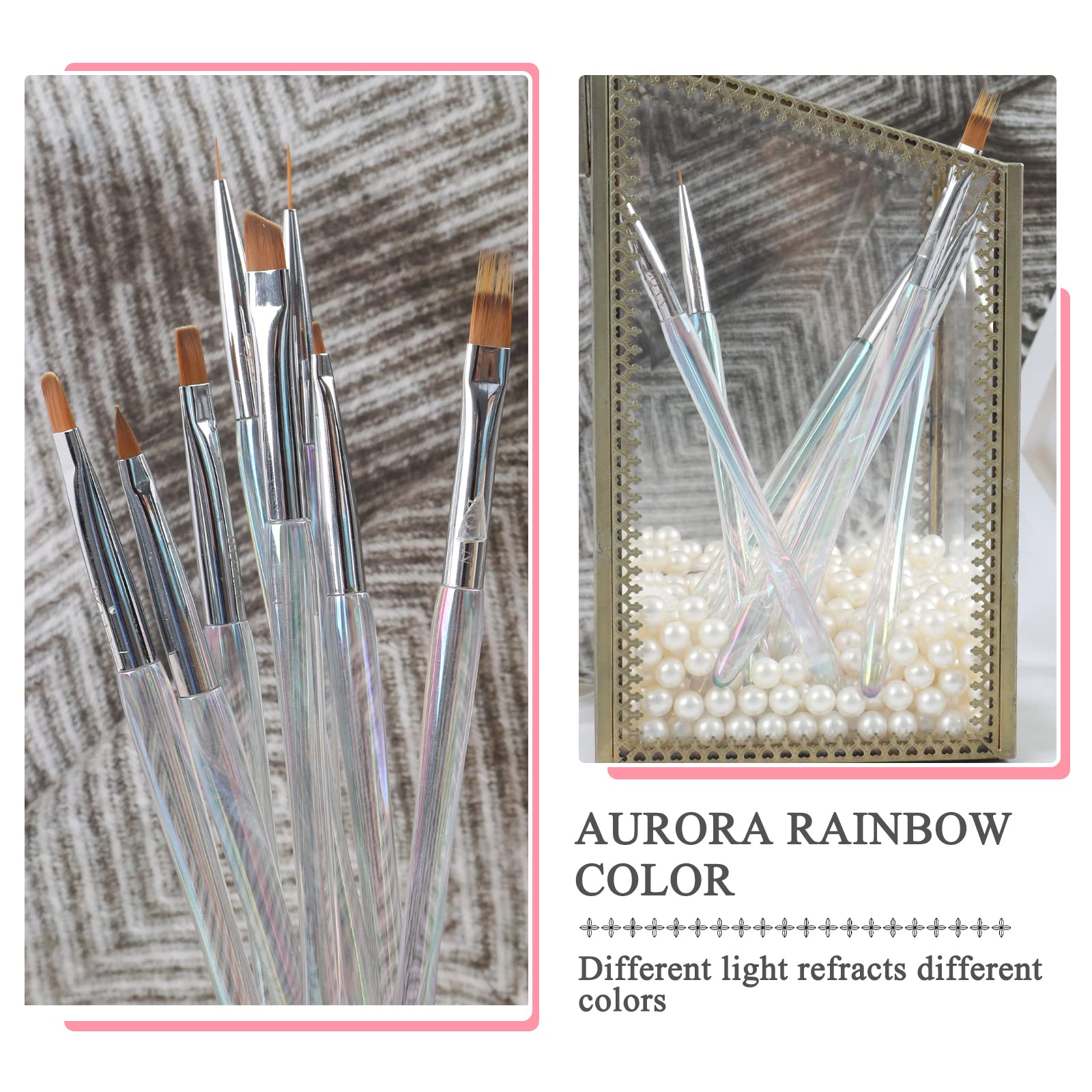BQAN Professional 8pcs Nail Art Brushes Set - Ombre, Gel, Liner & Builder Brushes for Salon & DIY Manicure at Home | Perfect for Nail Art Design, French Tips & Acrylic Nails