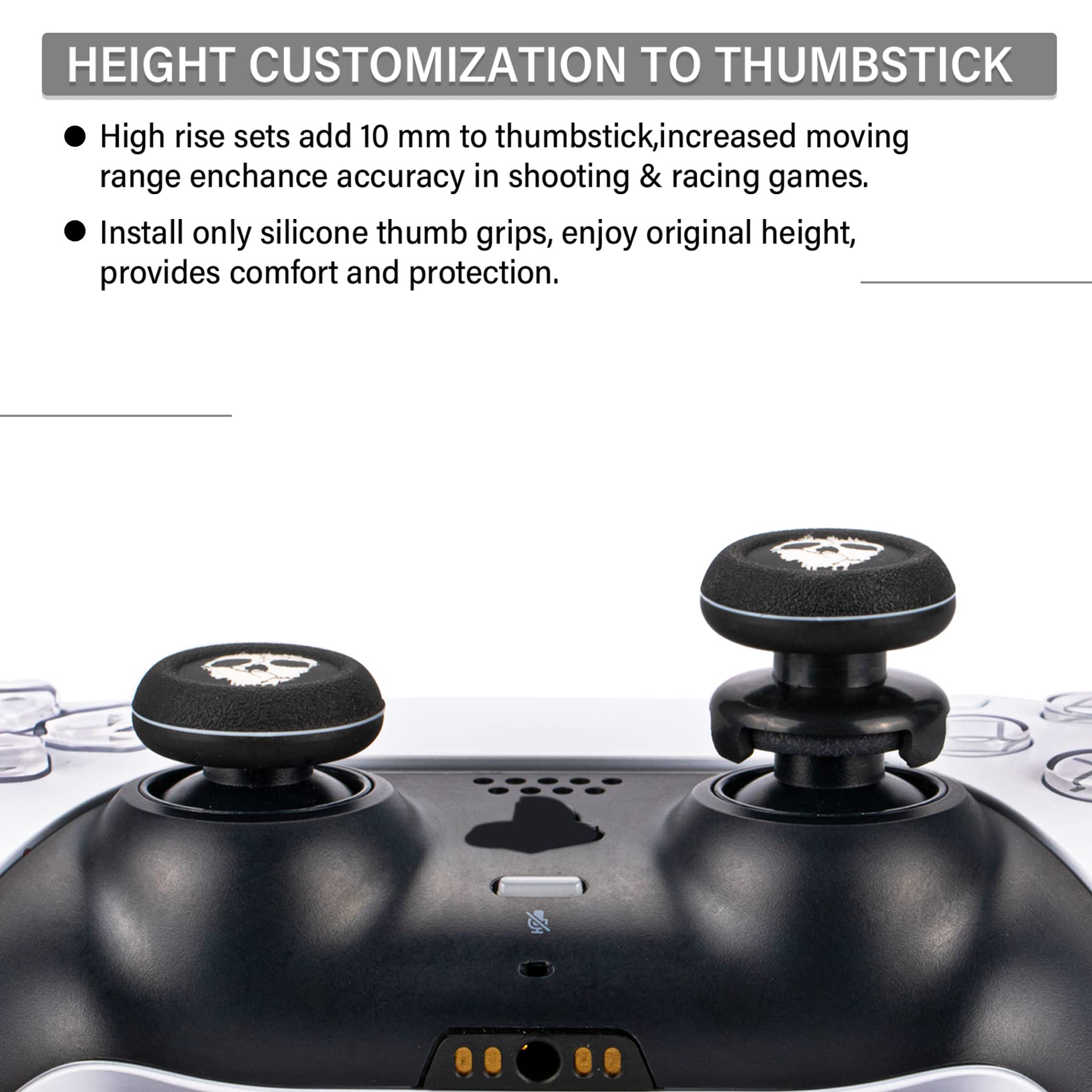 Premium FPS Thumbstick Extenders (2-Pack) & Anti-Slip Silicone Grip Covers (4-Pack) for PS5/PS4 Controllers - Ghost White & Demon Purple - Enhance Gaming Performance for FPS, RPG & Competitive Play