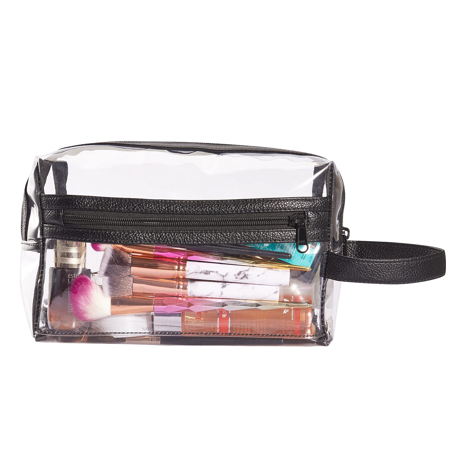 HAOGUAGUA Clear TSA Approved Quart Size Toiletry Bag - Travel Makeup Cosmetic Organizer for Women & Men | Airline Compliant Carry-On Essentials | Perfect for Airport Security & Weekend Getaways