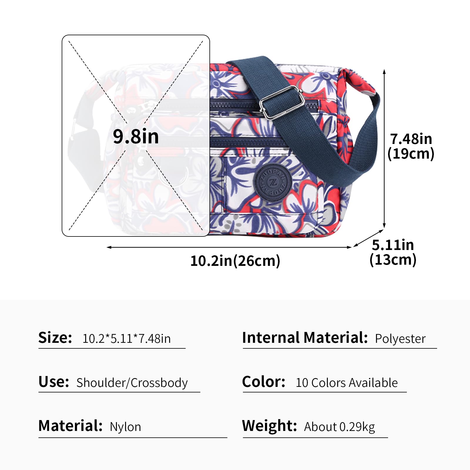 YYW Women's Waterproof Nylon Crossbody Bag with Multiple Pockets - Lightweight Travel Messenger Shoulder Handbag for Daily Commute, Shopping & Outdoor Adventures