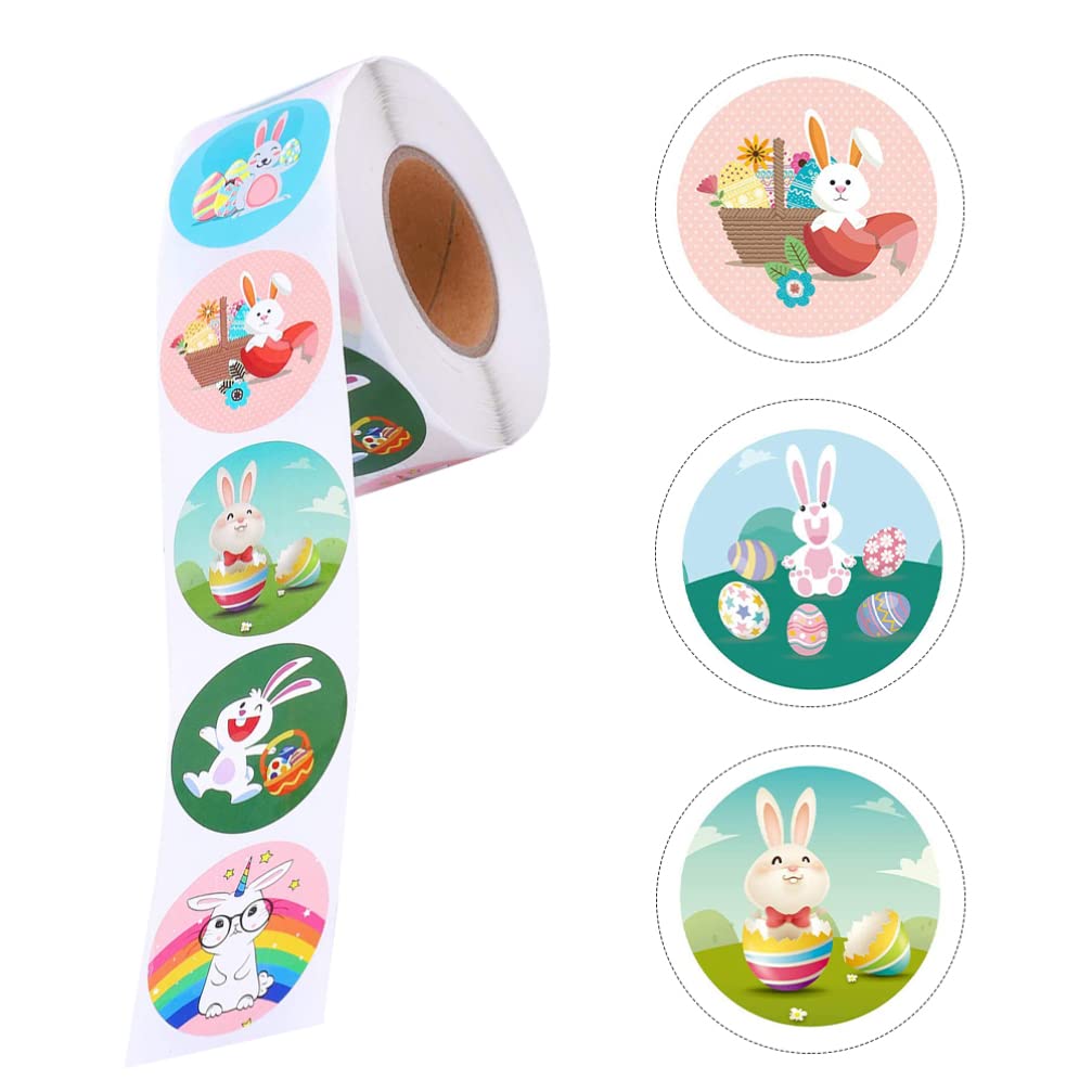 500pcs Easter Bunny Egg Roll Stickers - 2 Rolls Self-Adhesive Easter Theme Decorations for Eggs, Party Favors, Envelopes, Gift Bags & Packaging | Perfect for Easter Crafts, DIY Projects & Holiday Celebrations