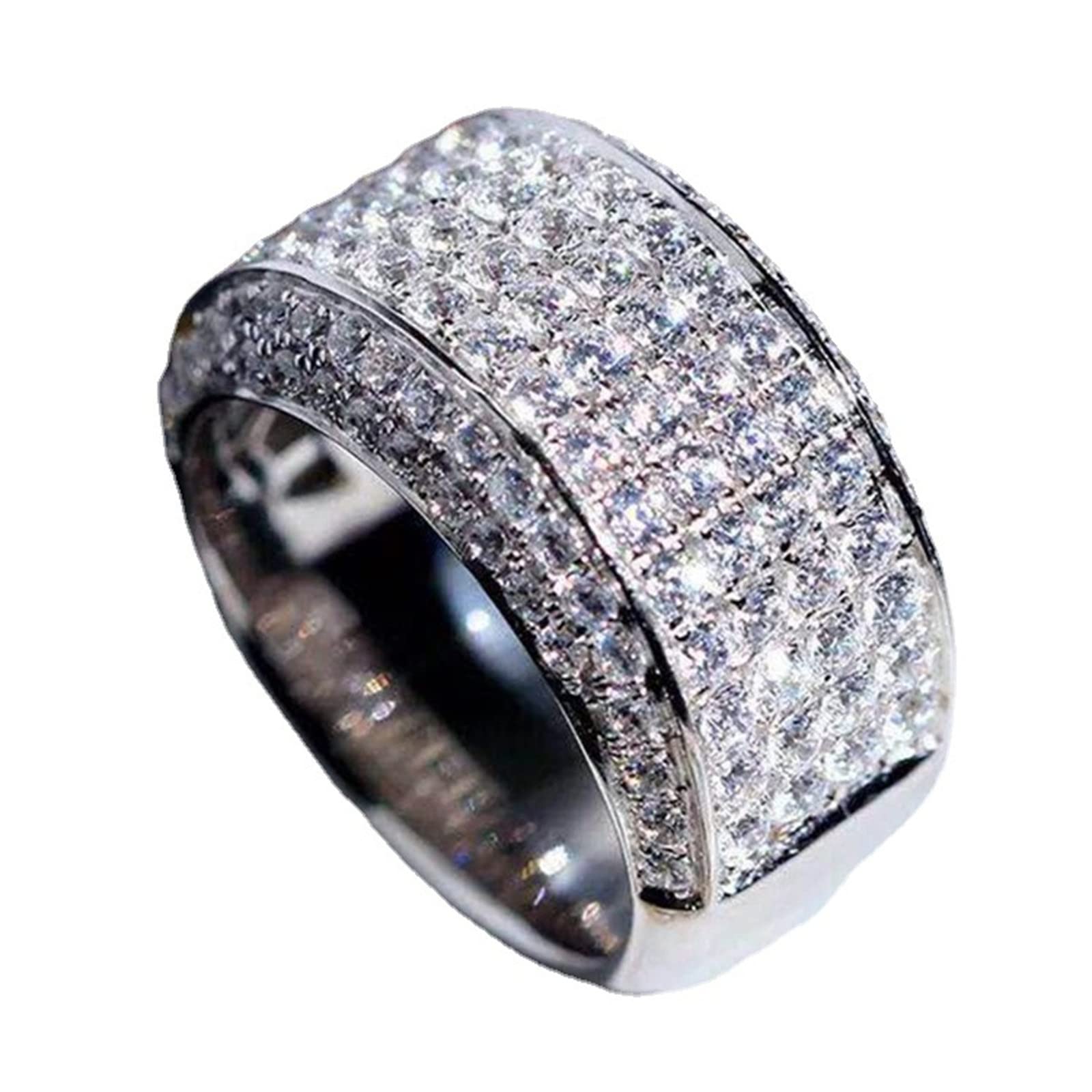 Diamond Inlaid Women's Ring - Full & Half Memorial Zircon Circle Fashion Rings for Teen Girls | Perfect for Prom, Wedding & Everyday Wear