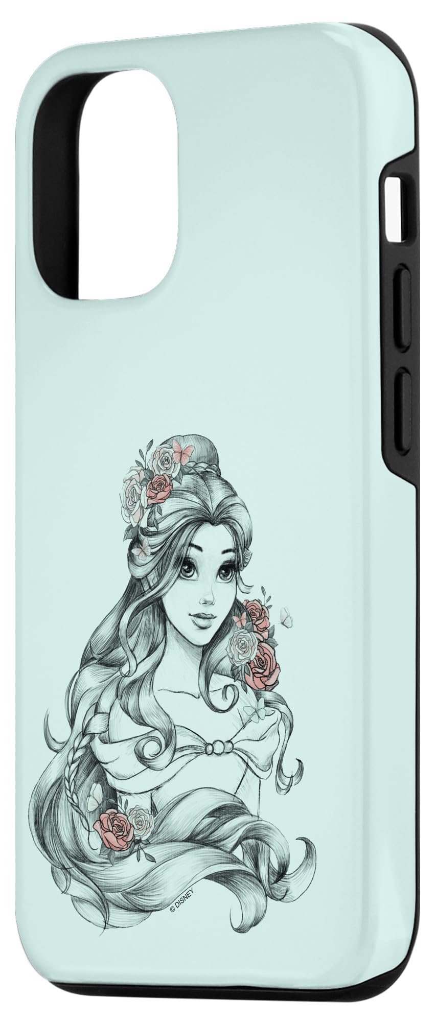 Disney Beauty & The Beast Floral Belle Sketch Phone Case for iPhone 12/12 Pro - Cute Protective Cover with Artistic Design for Daily Use, Travel & Gift Giving