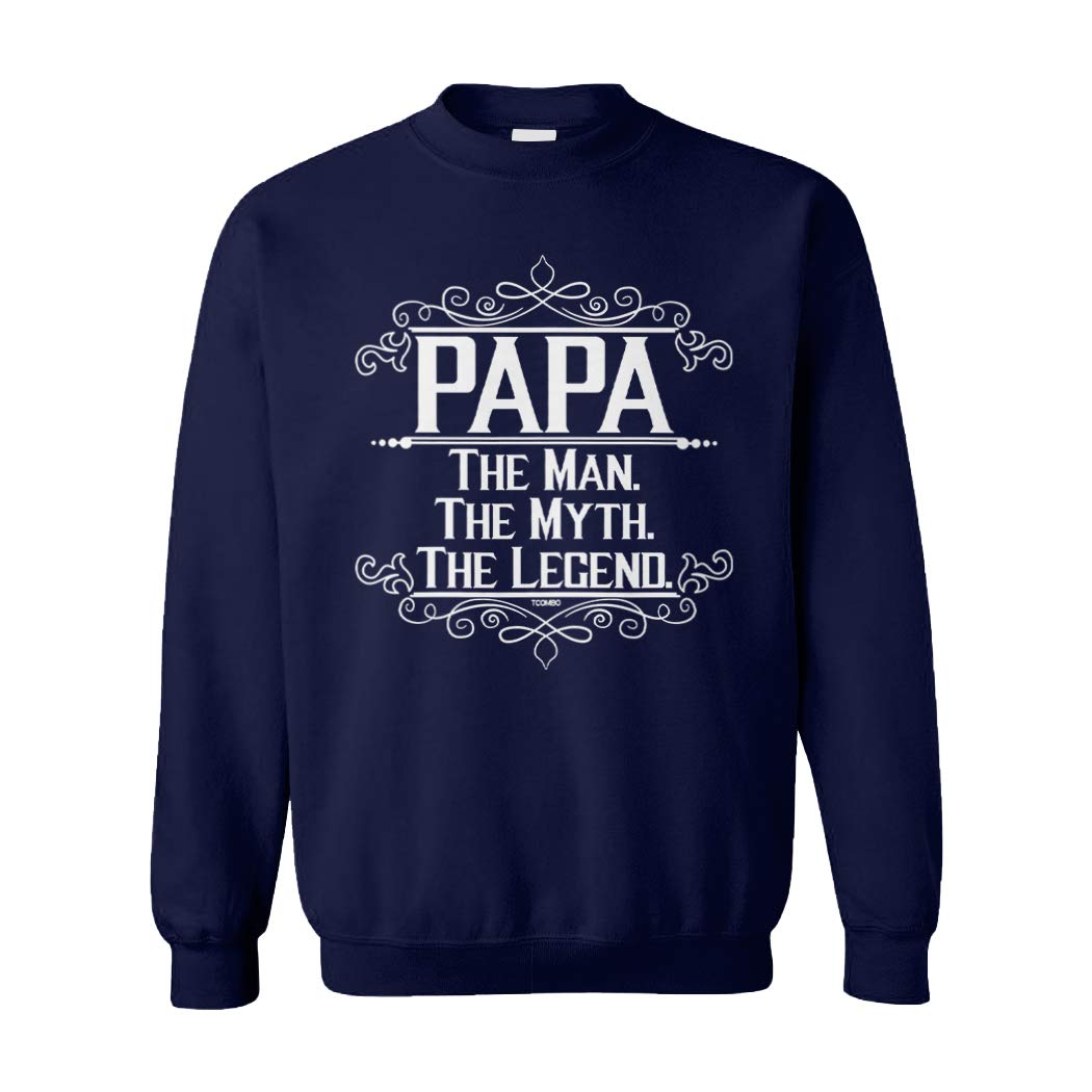Papa The Man The Myth The Legend Unisex Crewneck Sweatshirt | Comfortable Cotton Pullover for Men & Women | Perfect for Family Gatherings, Casual Outings & Gifts