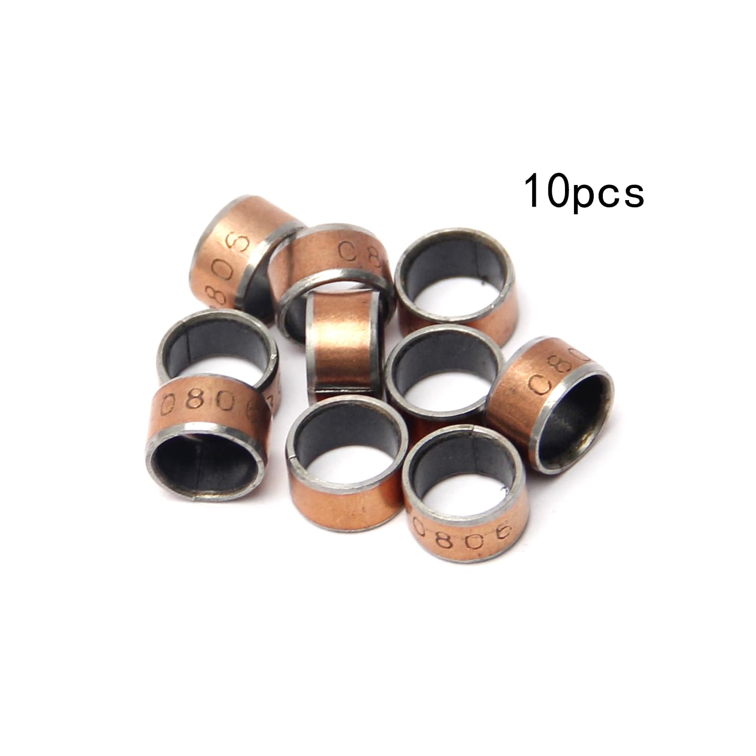 Othmro 10Pcs 8X10X6mm Oil-Free Bearing Sleeve - Low Friction Bronze Bushing for Conveyor Rollers | Wear Resistant SF-1 Bearing | Ideal for Industrial Machinery & Automotive Applications