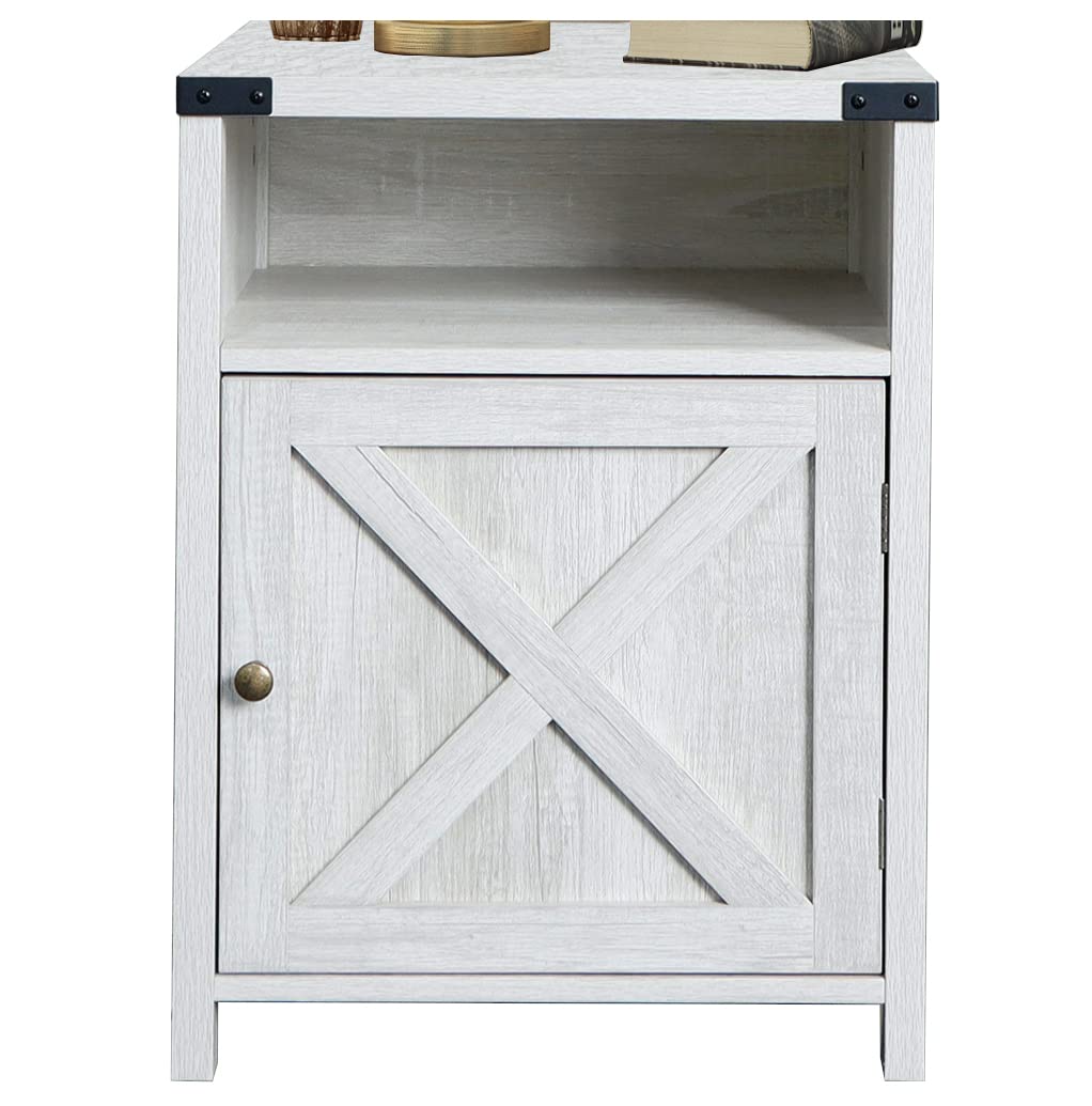 Rainbow Sophia Nightstand - Farmhouse Style Bedside Table with Cabinet & Shelves, 18x18x24 Inches, Sargent Oak Finish - Perfect for Bedroom, Guest Room, or Dorm Decor