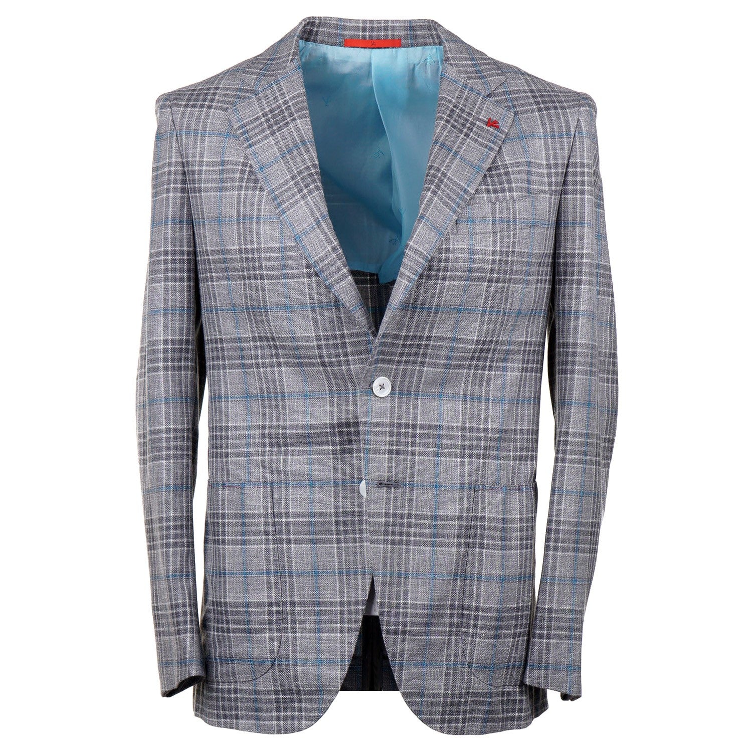 Isaia Men's Layered Check Wool Silk Linen Sport Coat - Premium Tailored Blazer for Business Meetings & Formal Events