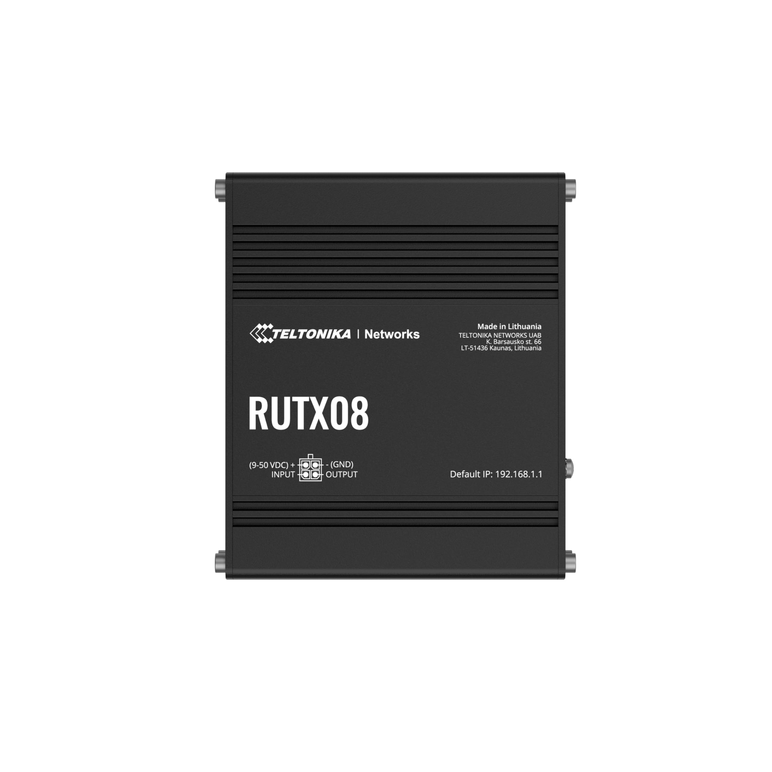 Teltonika RUTX08 Industrial Ethernet Router with 4 Gigabit Ports, 128 VLAN Support | Static/Dynamic Routing | Aluminum Housing | Ideal for Industrial Automation, Remote Monitoring & IoT Networks
