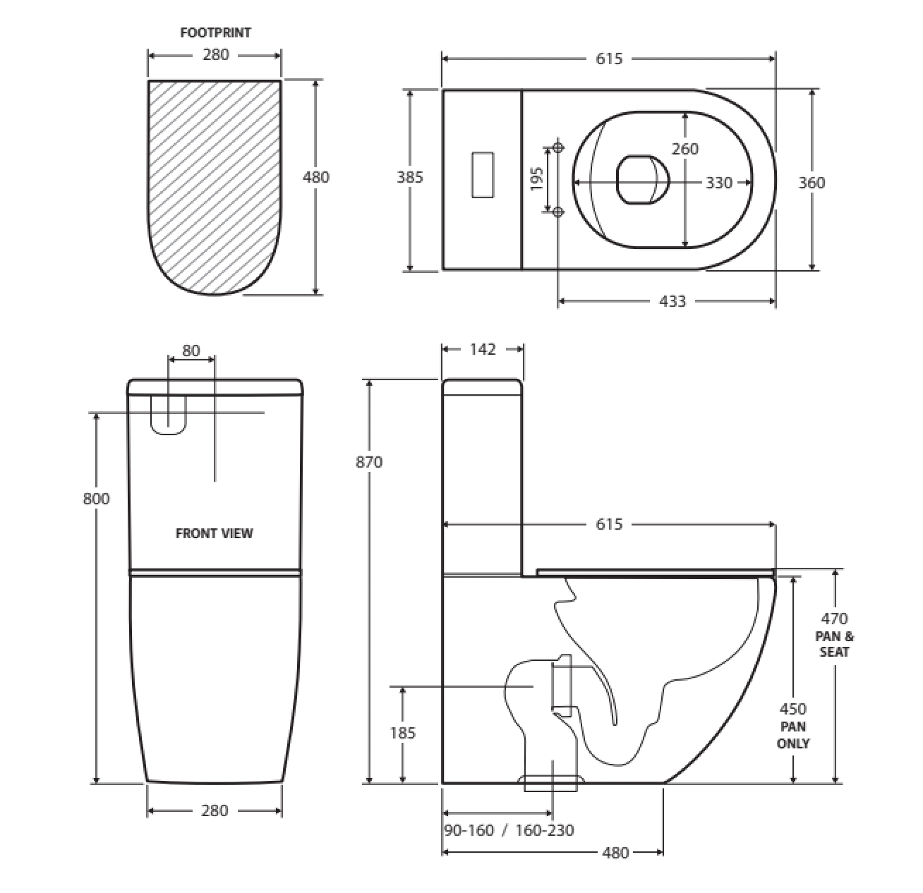 Fienza Alix Back to Wall Toilet Suite with Slim Seat - Space-Saving Modern Bathroom Solution for Small Bathrooms & Powder Rooms