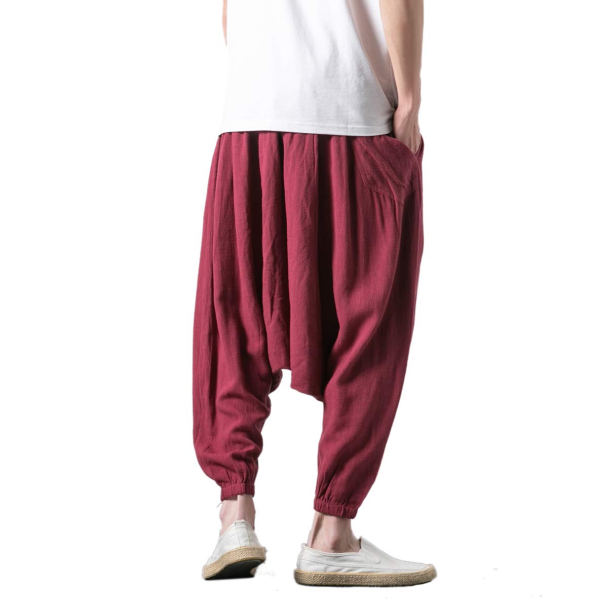 Seidarise Men's Harem Pants - Drop Crotch Lounge Pants, Plus Size Genie Joggers & Balloon Yoga Pants for Men | Comfortable Loungewear for Home, Meditation & Streetwear Fashion