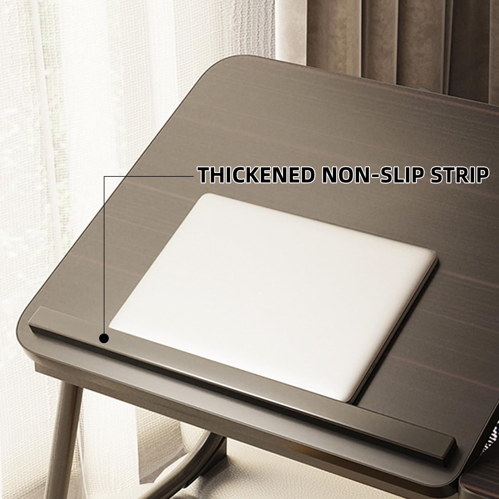 Adjustable Laptop Stand for Bed with Cup Holder - Ergonomic Height Adjustable Computer Desk, Portable & Sturdy Laptop Riser for Home, Office, Dorm, or Travel Use