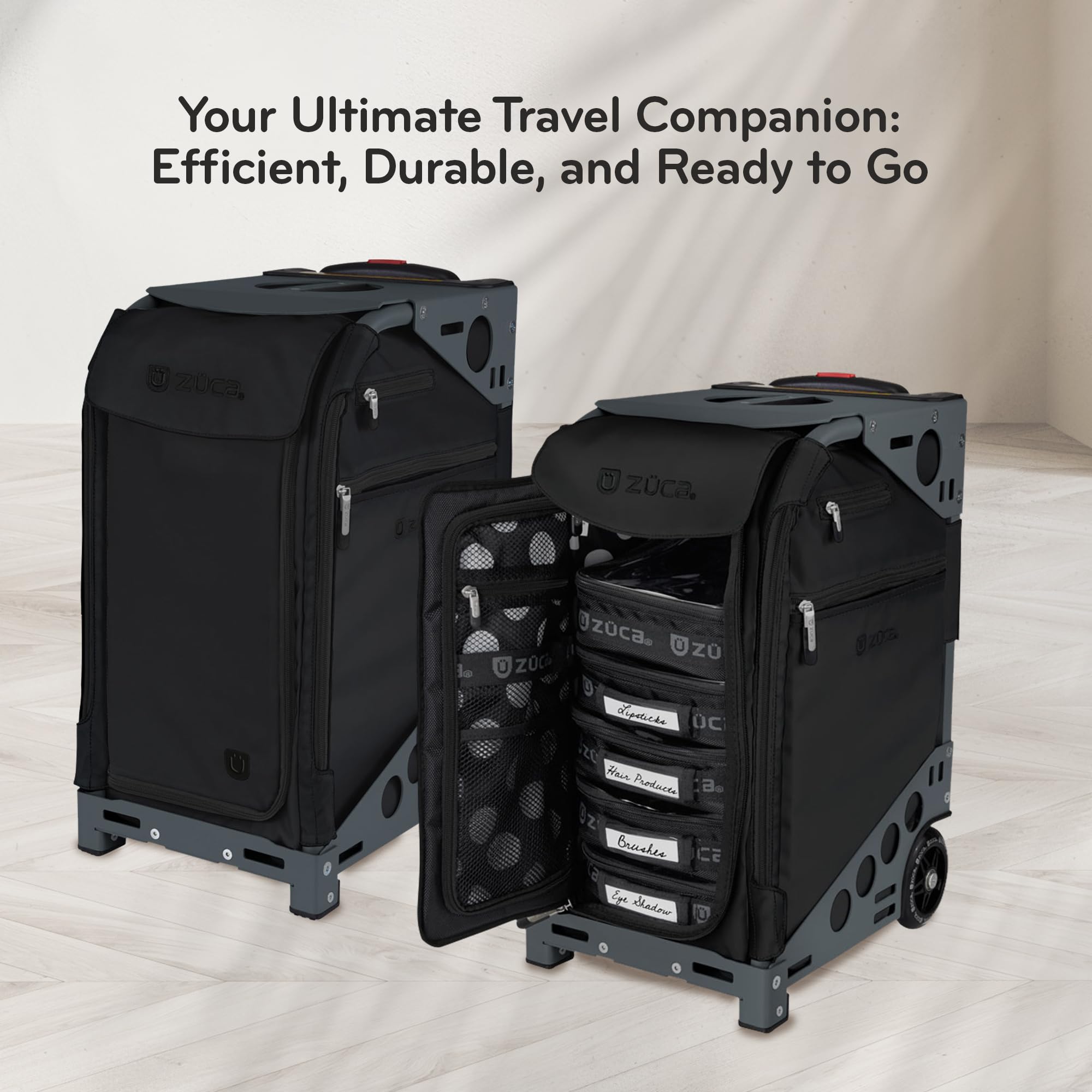 ZUCA Professional Rolling Makeup Case with 5 Vinyl Utility Pouches & Travel Cover - 41