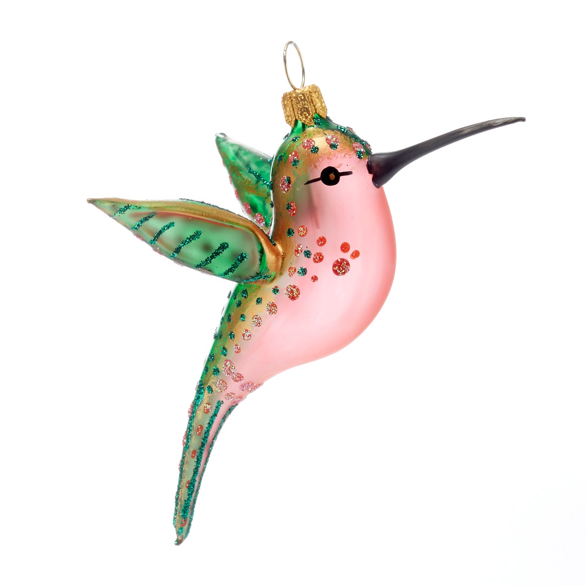 Handmade Green & Pink Hummingbird Ornament - Elegant Glass Bird Decor for Home, Garden & Gifts | Perfect for Christmas Tree, Wedding Centerpieces & Outdoor Decorations