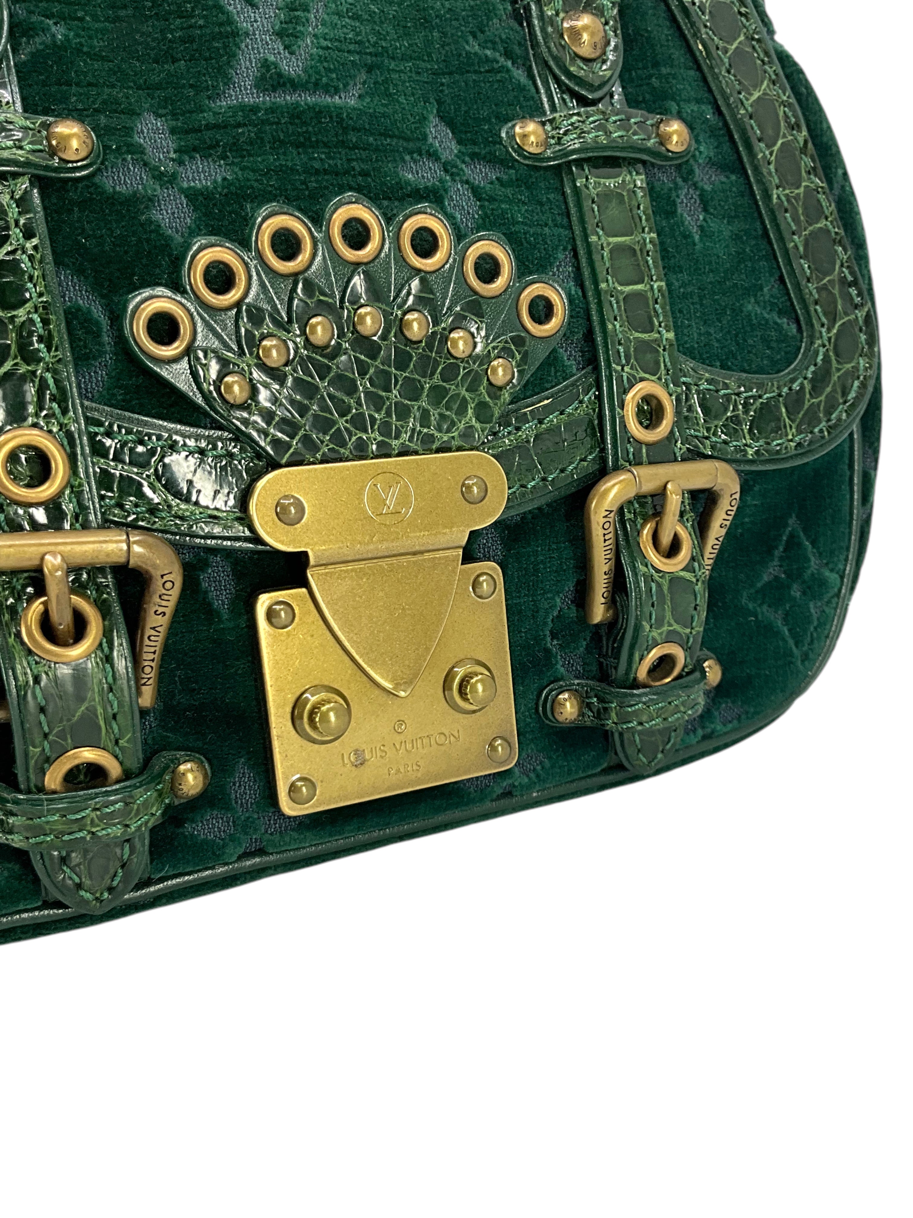Authentic Louis Vuitton Limited Edition Monogram Velours Alligator Gracie PM Handbag - Luxury Designer Shoulder Bag for Women, Perfect for Evening Parties & Special Occasions