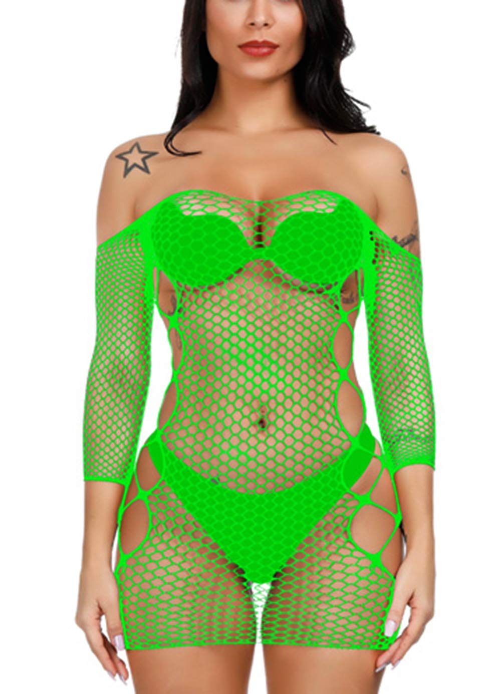 Sexy Fishnet Lingerie for Women - V-Neck Babydoll Sleepwear Dress, One Size - Perfect for Valentine's Day, Boudoir Photography & Romantic Nights