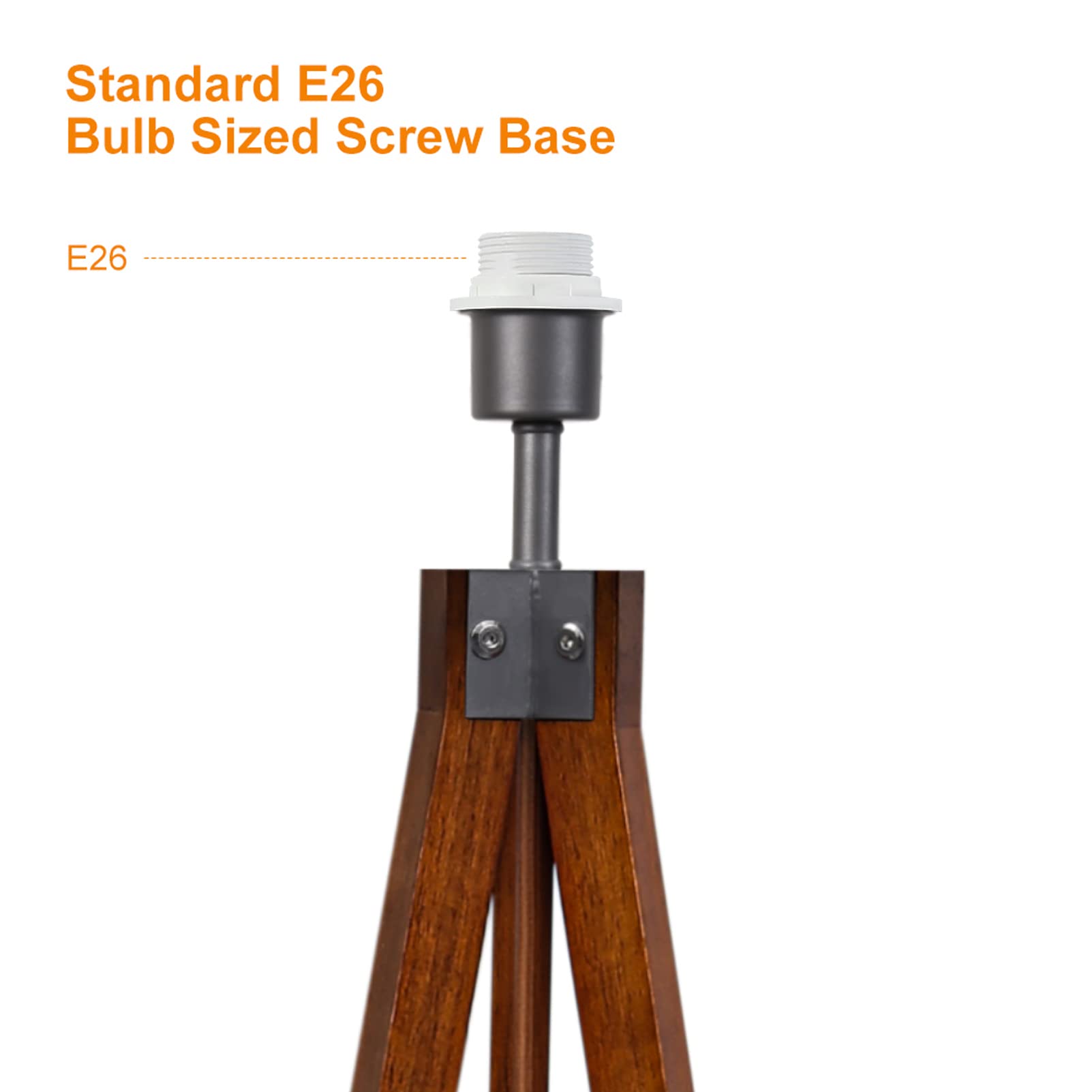 LEPOWER Wood Floor Lamp Brown and Tripod Floor Lamp Walnut - 2-Pack Modern Floor Lamps for Living Room, Bedroom, or Office Lighting Decor
