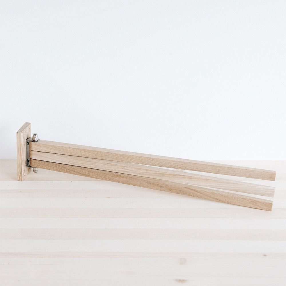 Premium Oak Wood Towel Drying Rack - Wall Mounted Bathroom Organizer for Hand & Kitchen Towels - Perfect for Small Spaces, Laundry Rooms & Spa Bathrooms