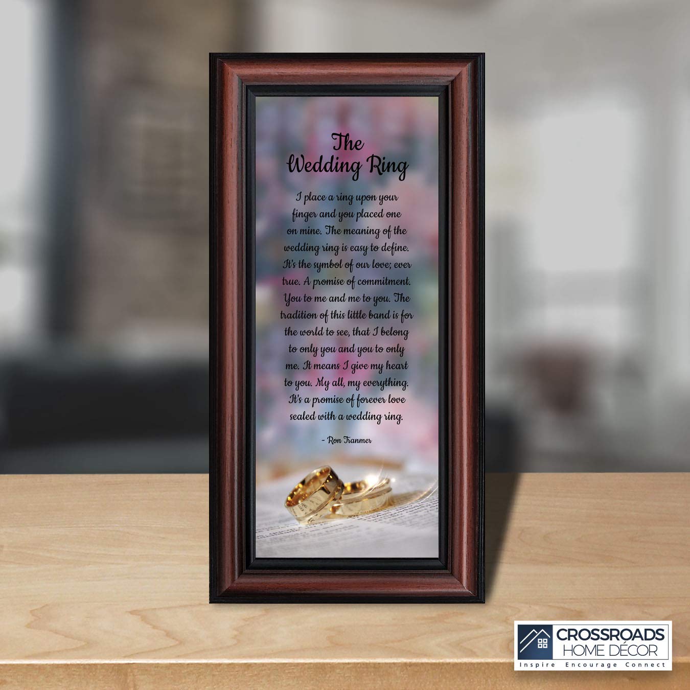 Crossroads Home Décor The Wedding Ring Picture Frame - Romantic Keepsake Gift for Couples, Anniversaries & True Love - Perfect for Wedding Photos, Bedroom Décor & Special Occasions