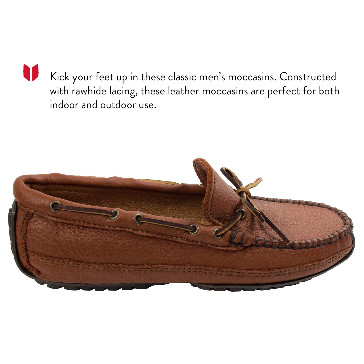 Minnetonka Men's Moosehide Weekend Moccasin - Comfortable Leather Slip-On Shoes for Casual Wear, Outdoor & Travel