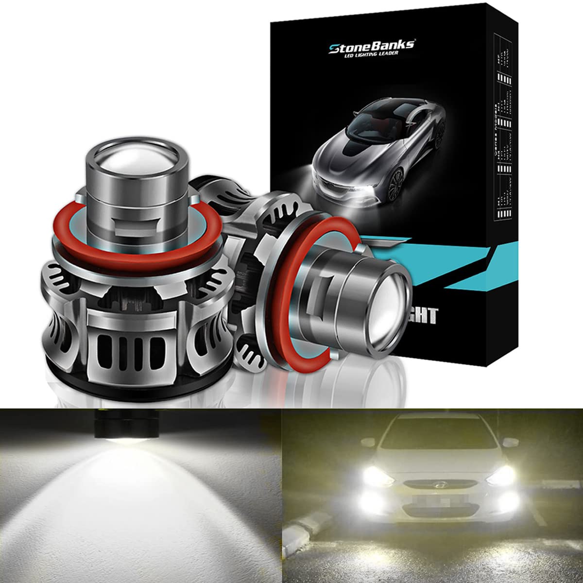 2022 Upgraded H11 H8 H9 H16 LED Fog Light Bulbs - 6000K Xenon White, Canbus Error Free, Plug-and-Play Halogen Replacement with Projector Lens (Pack of 2) - Perfect for DRL, Night Driving, and Enhanced Visibility in Foggy Conditions