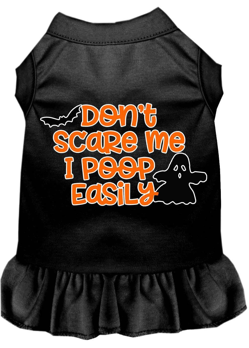 Halloween Pet Costume for Dogs & Cats - 'Don't Scare Me, I Poop Easily' Funny Printed Red & White Outfit (Size MD, Fits 6-10 lbs) - Perfect for Halloween Parties & Pet Photo Shoots