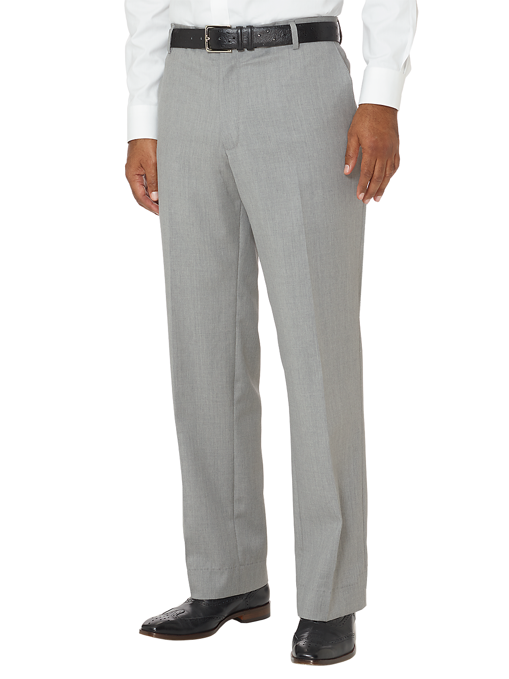 Tailored Fit Wool Gabardine Flat Front Dress Pants for Men - Classic Pearl Grey | Perfect for Office Wear, Business Meetings & Formal Occasions