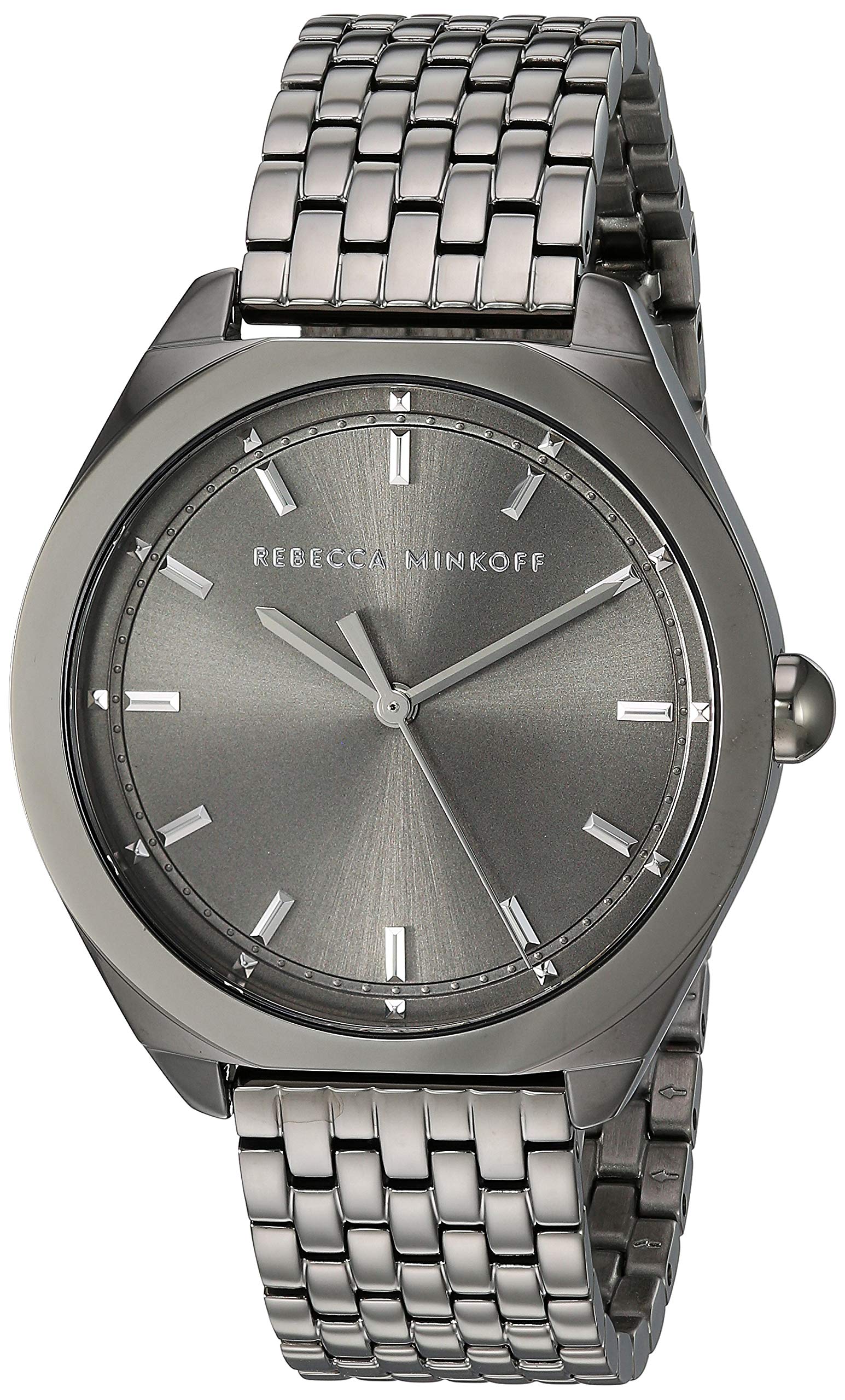 Rebecca Minkoff Women's Grey Quartz Watch with Stainless Steel Band - Water Resistant Fashion Watch for Everyday Wear & Office Style (Model 2200328)