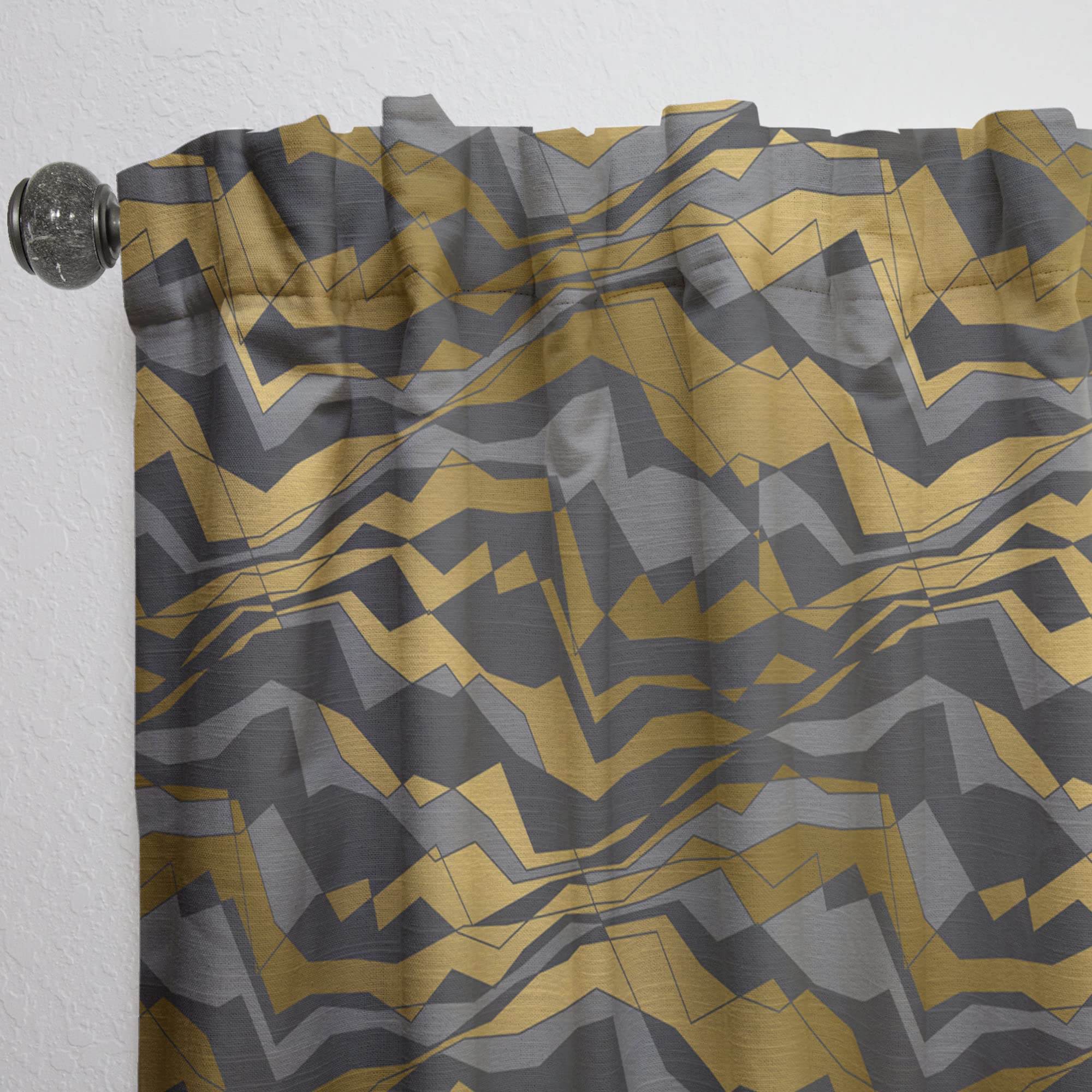 DesignQ Thermal Insulated Curtains - Angled Lines & Waves Pattern - 52x90 Single Panel for Bedroom & Living Room | Blackout Drapes for Privacy, Noise Reduction & Energy Efficiency