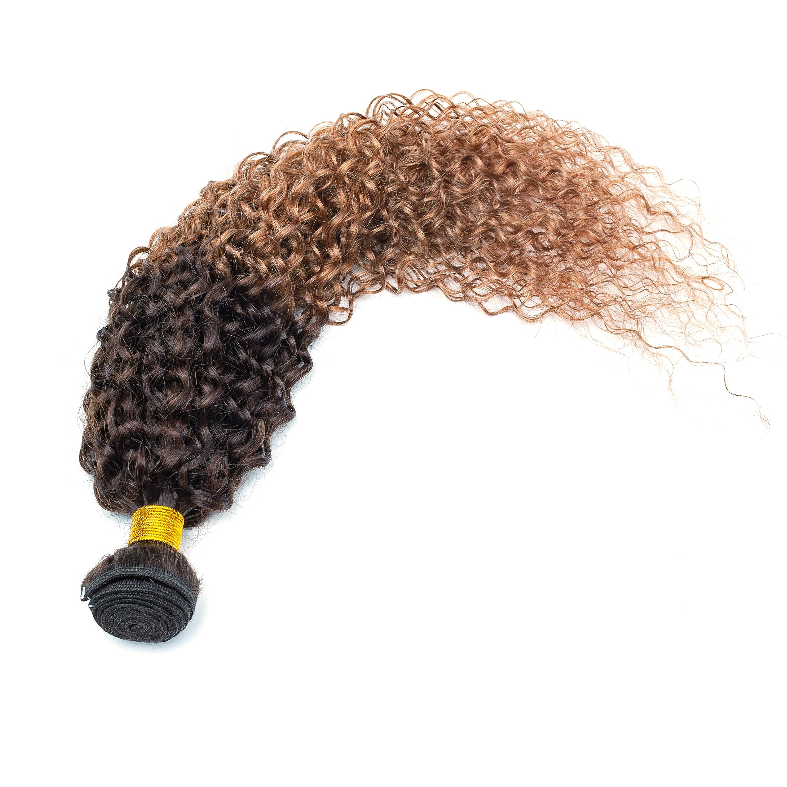 100% Unprocessed Brazilian Virgin Human Hair Weave Bundles - 3 Bundles Kinky Curly 2 Tone Ombre (T4/30 Medium Brown/Medium Auburn) 22