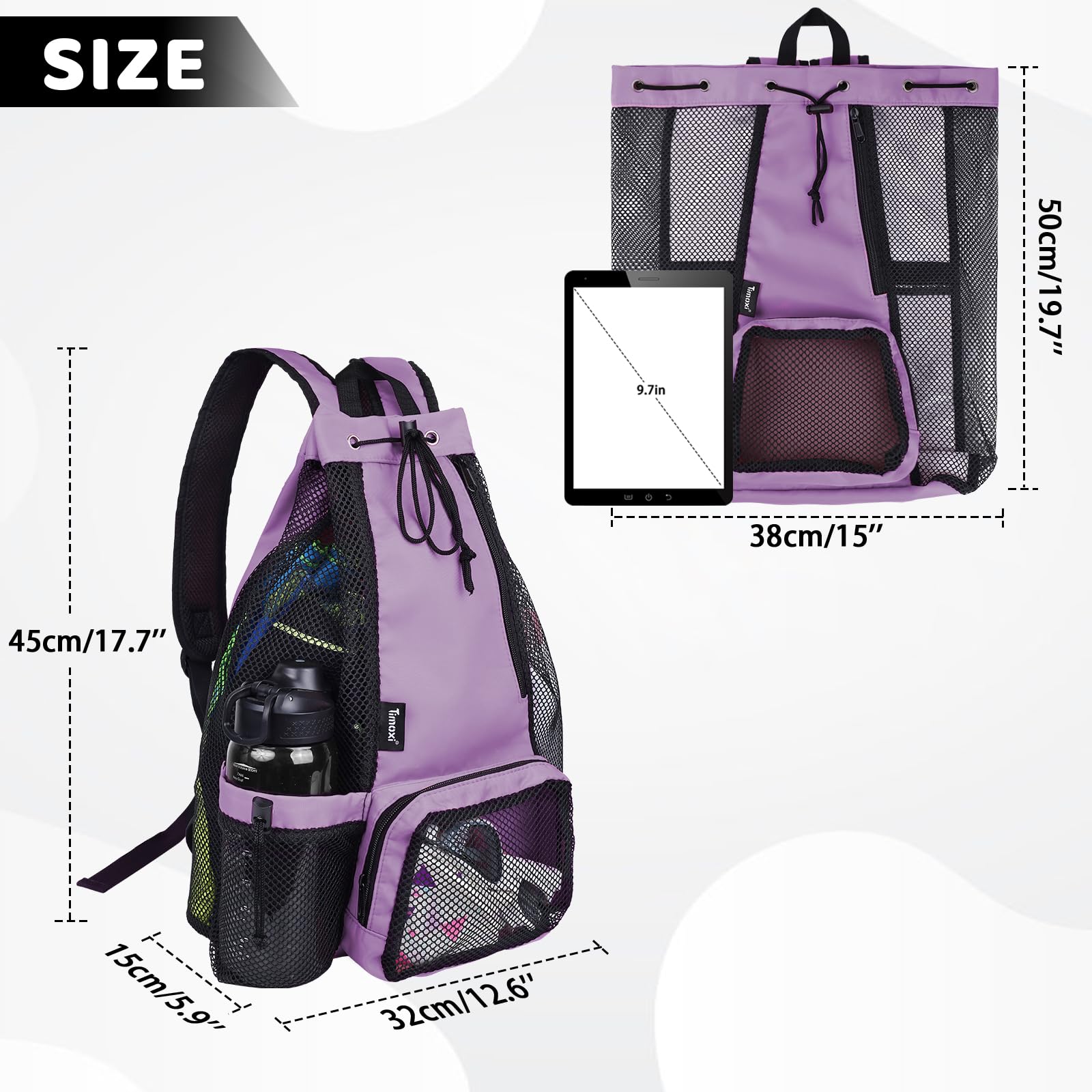 Waterproof Swim Backpack with Padded Shoulder Straps & Wet Pocket - Lightweight Mesh Beach Bag for Swimming, Gym, Travel & Sports | Perfect for Pool, Beach Vacation & Fitness Workouts