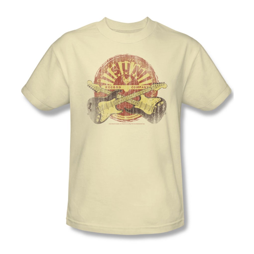 Sun Records Crossed Guitars Cream T-Shirt for Music Fans & Concerts