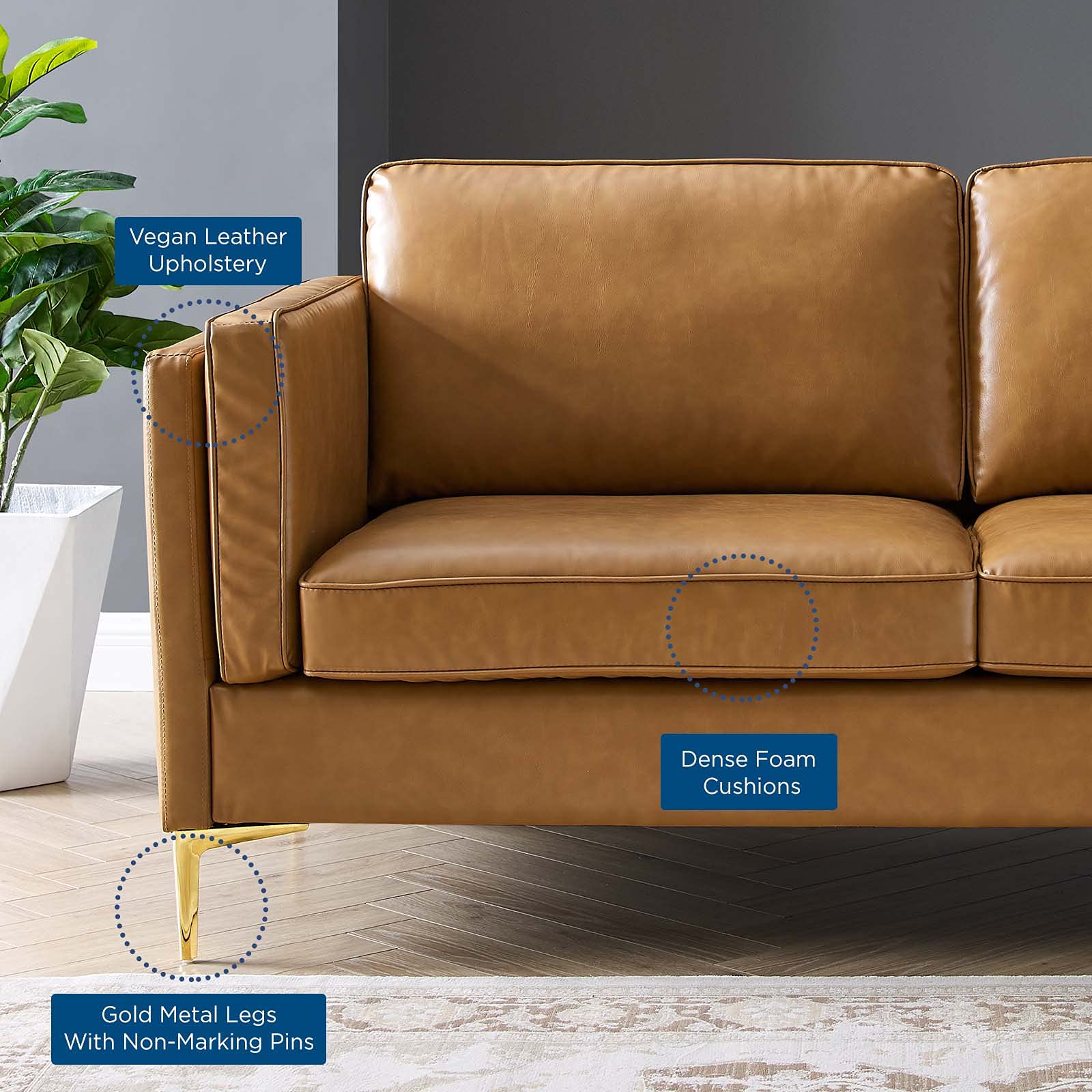 Modway Kaiya Vegan Leather Sofa - 32