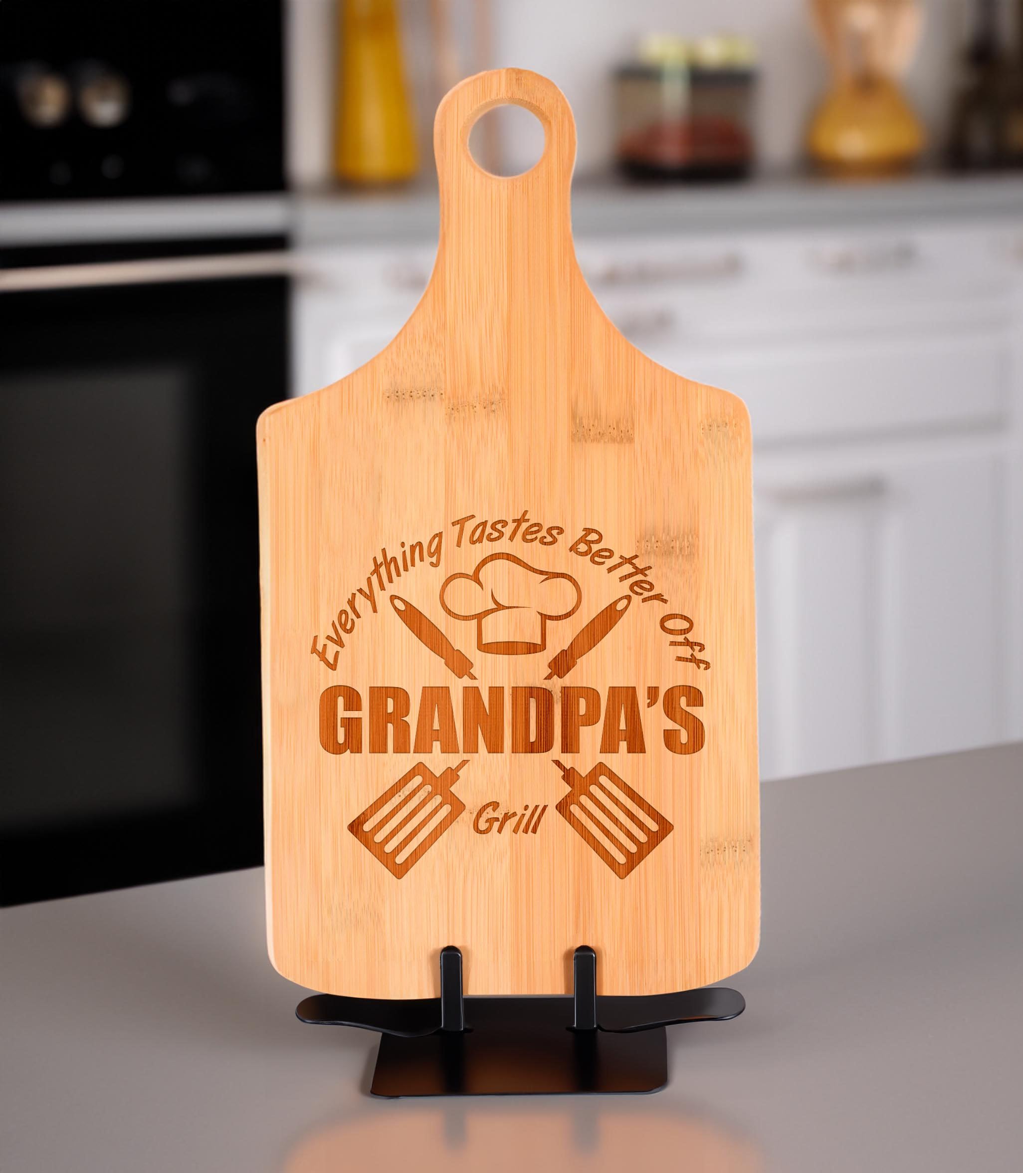 Premium Bamboo Paddle-Shaped Cutting Board - Perfect Father's Day Gift for Grandpa & BBQ Grill Enthusiasts | Ideal for Serving, Chopping & Outdoor Cooking