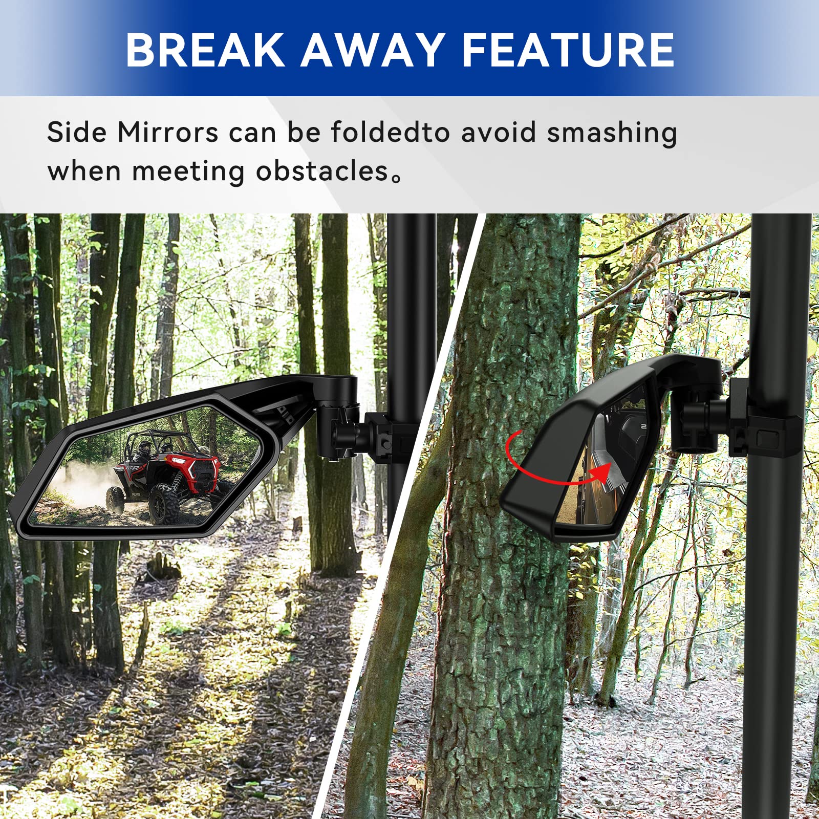 UTV Side Mirrors - TXZSXS Adjustable Roll Bar Mount Mirrors (1.5
