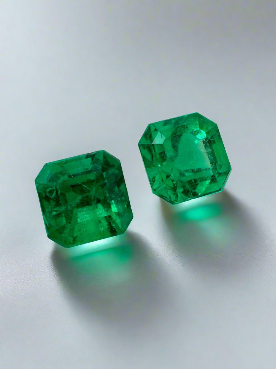 1.98tcw 5.7x5.6mm AAA+ Matching Muzo Green Loose Colombian Emeralds - Asscher Cut Gemstones for Jewelry Making & Engagement Rings