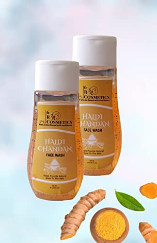 6R Cosmetics Chandan Haldi & Aloe Vera Face Wash - Natural Ayurvedic Cleanser for Glowing Skin | Daily Skincare Routine for Oily, Dry & Sensitive Skin Types