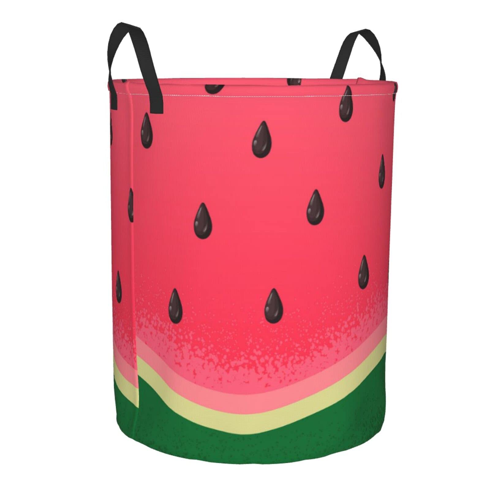 Collapsible Watermelon Slice Laundry Basket with Handle - Large Waterproof Fabric Hamper for Clothes, Toys & Bathroom Storage - Foldable Organizer Bin for Dirty Laundry, Bedroom & Dorm Room Use