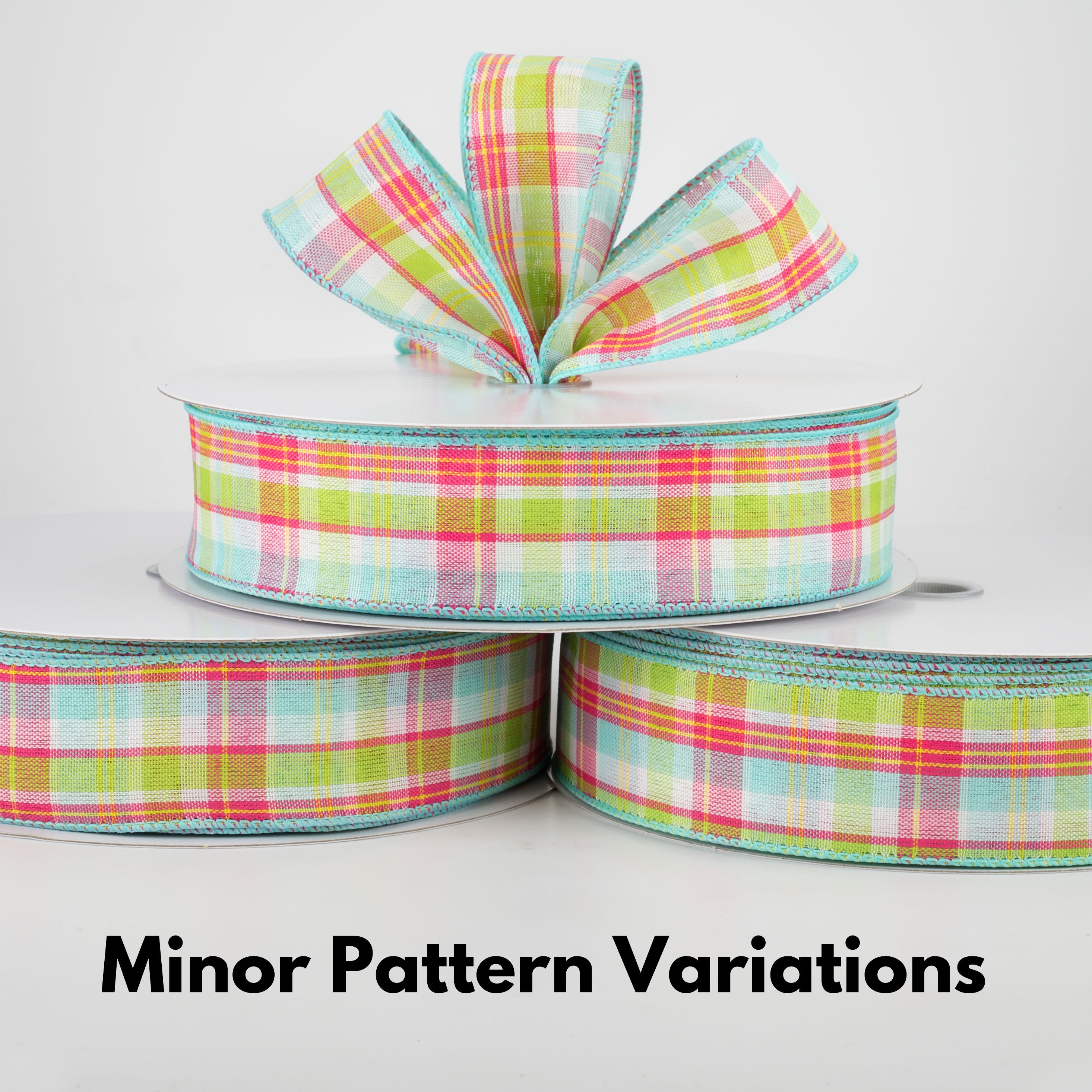 1.5 Inch Bertie Plaid Ribbon - 50 Yards Bulk Roll for Gift Wrapping, Crafts & DIY Projects (Aqua, Fuchsia, Yellow, White) - Perfect for Bows, Hair Accessories, Scrapbooking & Party Decorations
