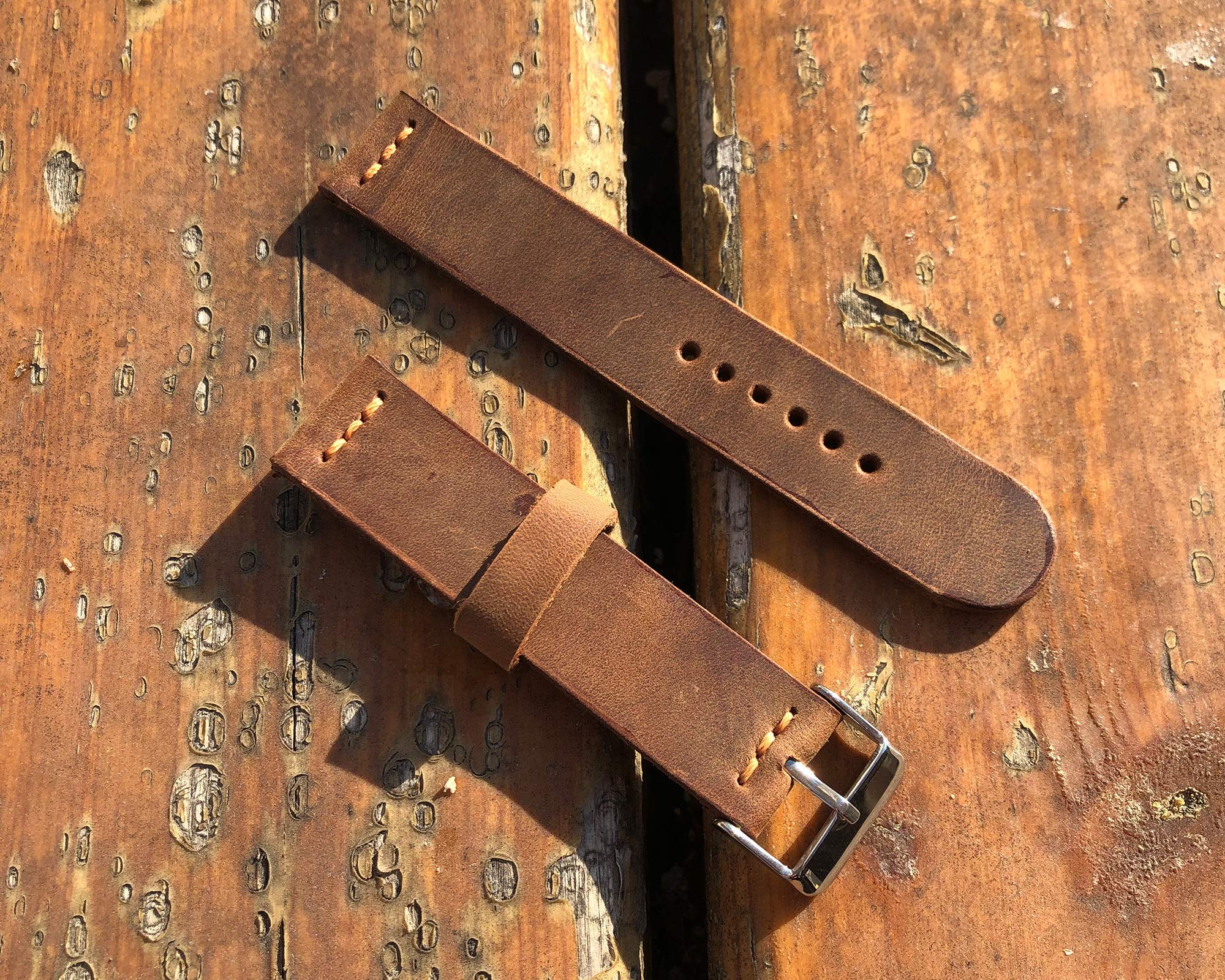 Handmade Leather Watch Band 18-24mm - Personalized Strap for Men & Women