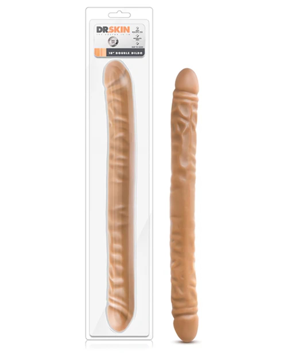 Blush Novelties Dr. Skin 18 Inch Extra Long Double Dildo - Realistic Mocha Colored Adult Sex Toy for Women & Couples | Perfect for Solo Play, Partnered Fun & BDSM Exploration