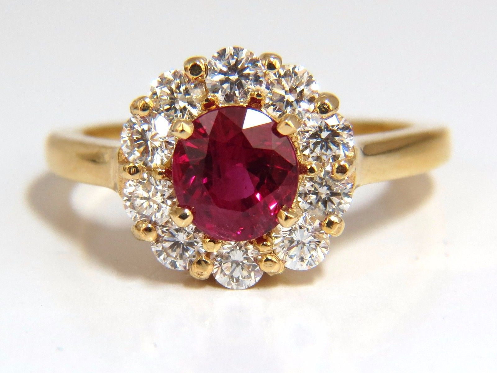 GIA Certified 1.54ct Oval Cut Red Ruby & 0.88ct Diamond Ring in 18K Gold - Perfect for Engagement, Anniversary & Special Occasion Gifts