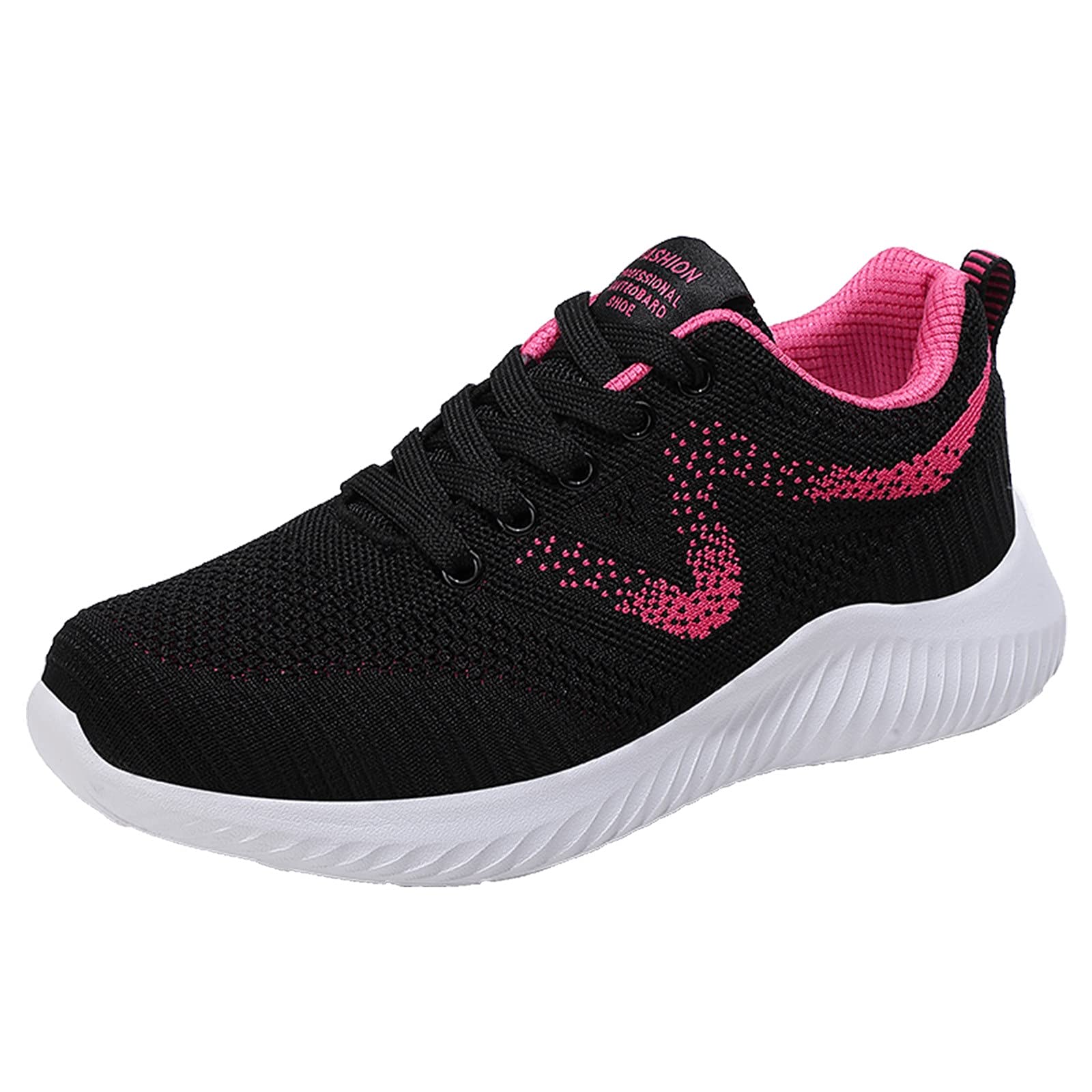 Women's Slip-On Canvas Sneakers - Beige Anti-Slip Work Shoes | Comfortable Non-Slip Casual Shoes for Women | Size 9.5 (A1-Hot Pink) | Perfect for Work, Walking & Everyday Wear
