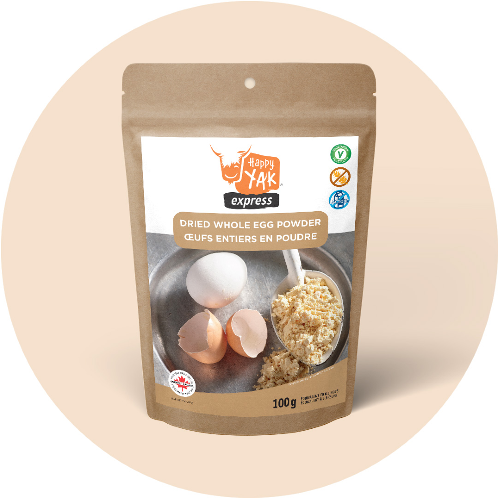 Happy Yak Whole Egg Powder - 100% Pure, Non-GMO, Gluten-Free | Perfect for Baking, Cooking & Camping | Long Shelf Life & Easy Storage
